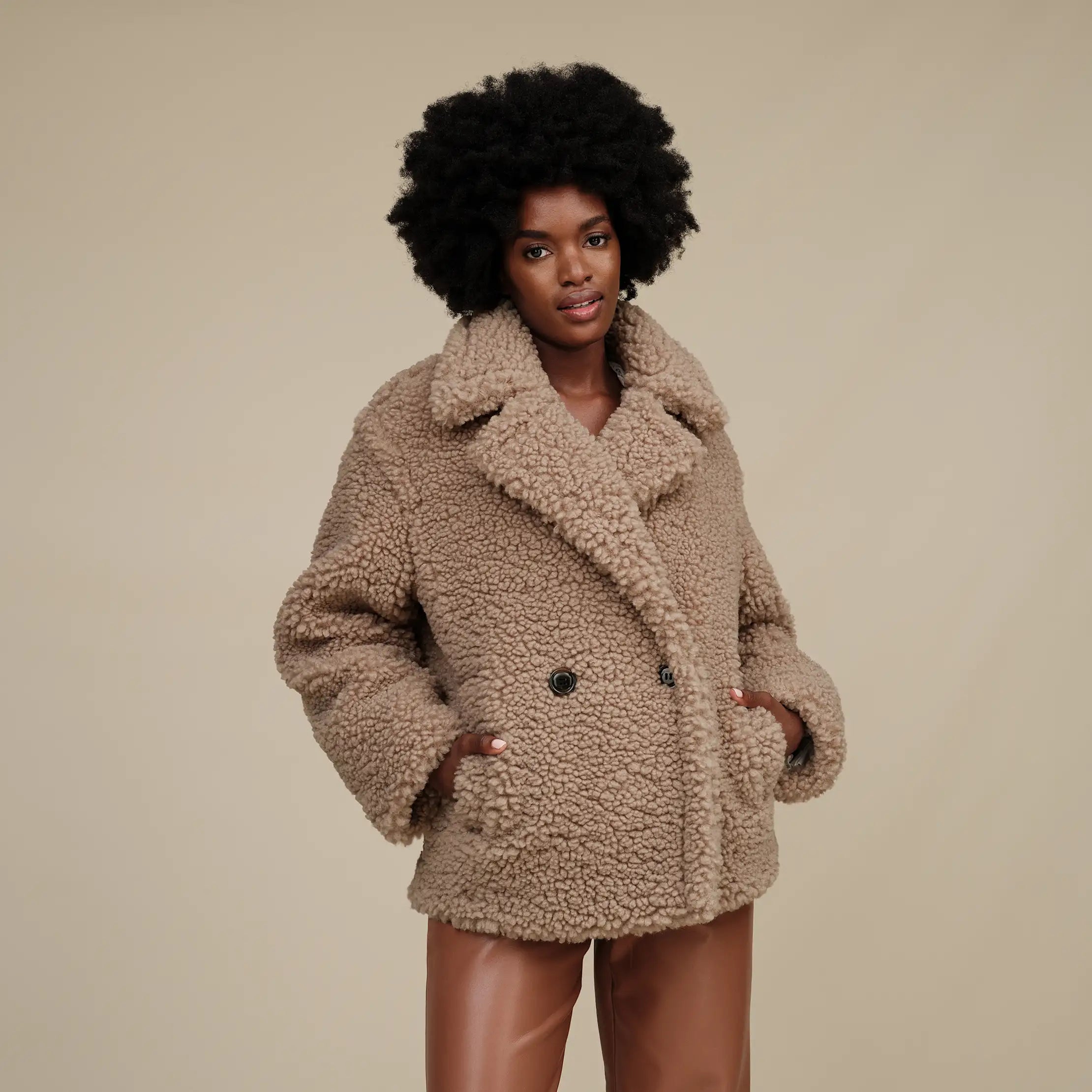 Ugg Gertrude Short Teddy Coat Putty