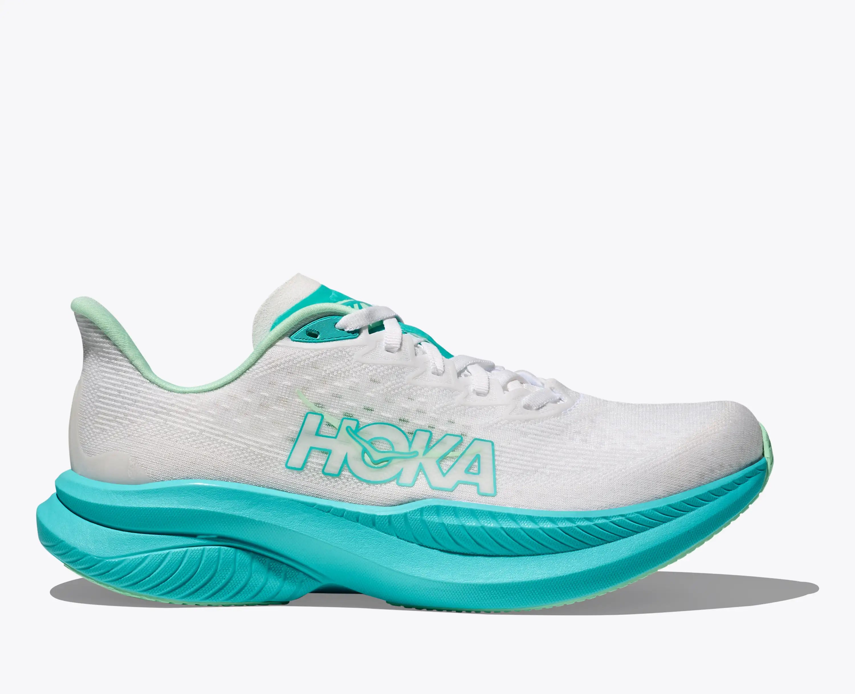 Hoka Women'S Mach 6 White Cielo Blue