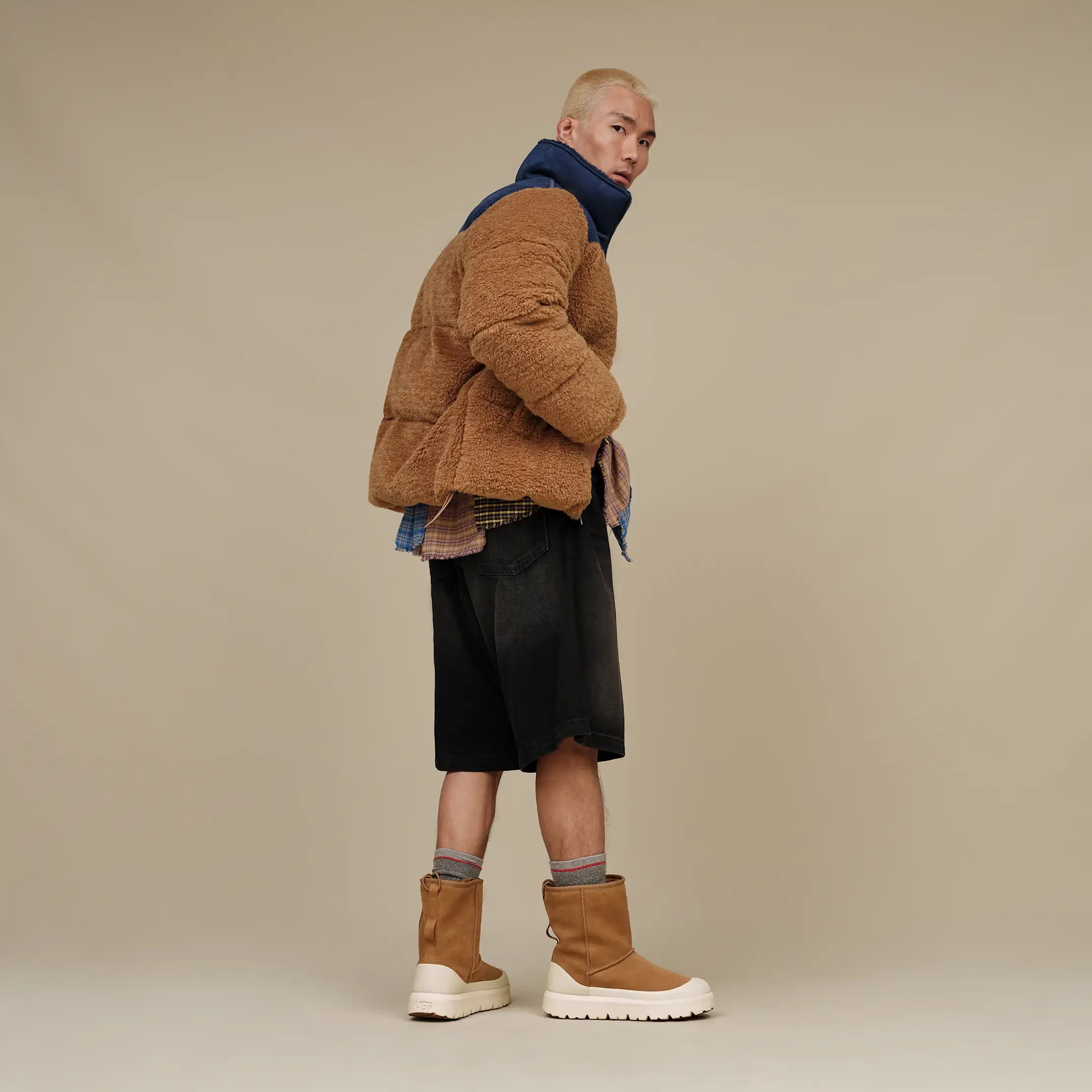 Ugg Emette Uggfluff Puffer Jacket Chestnut / Mariner
