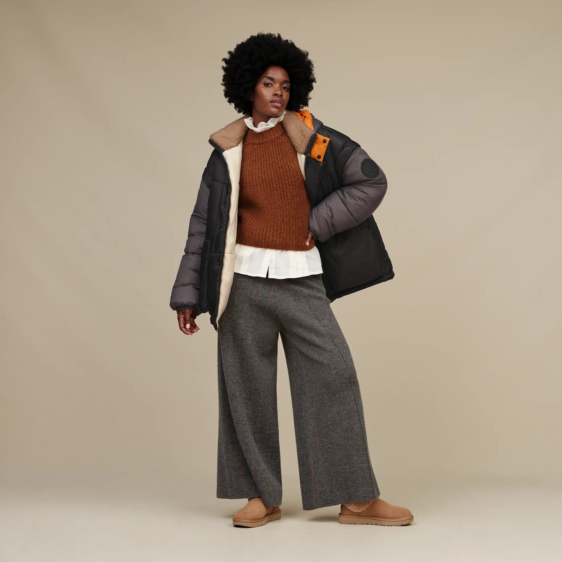 Ugg Kristian Conv Puffer Coat Black / Cream