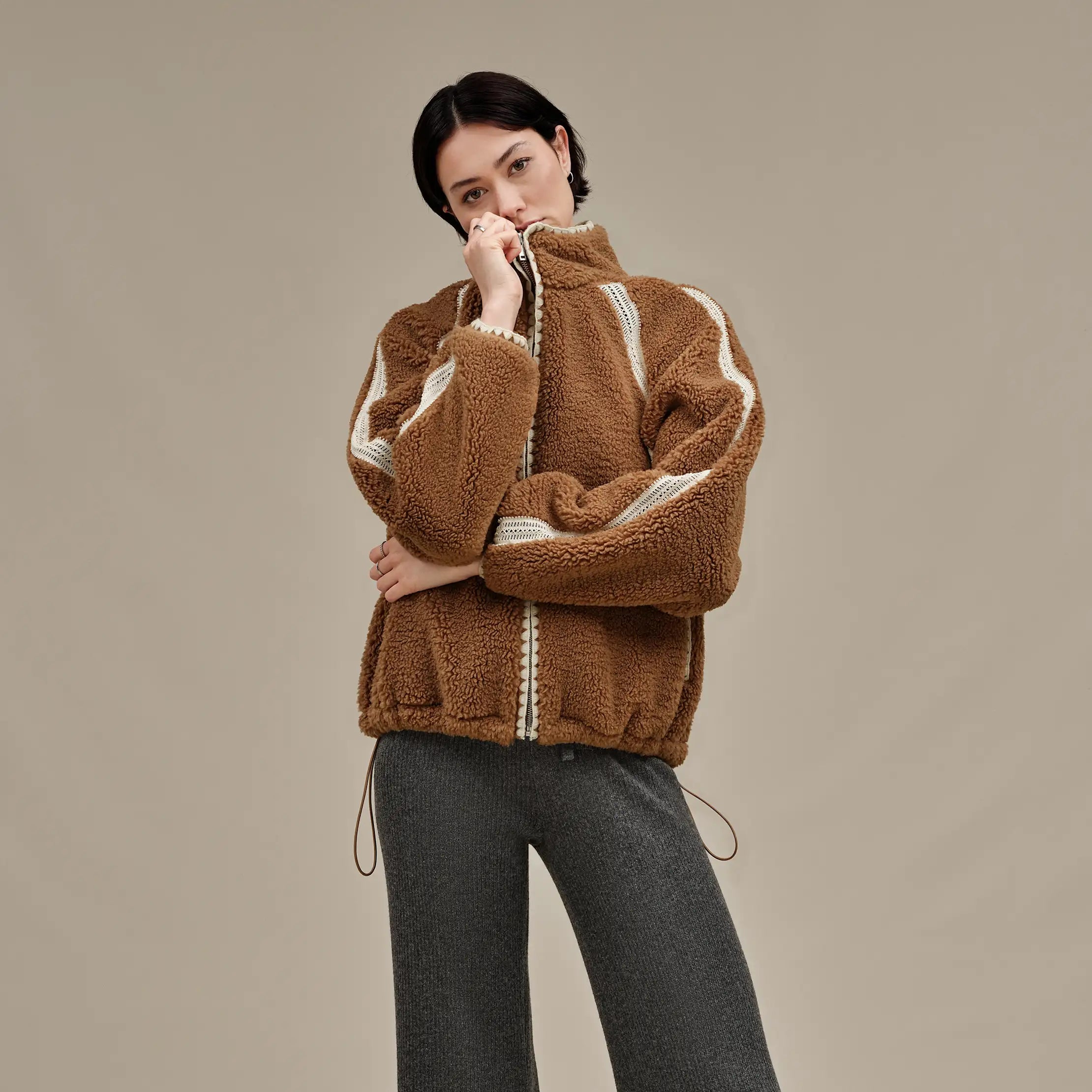 Ugg Nikia Crochet Uggfluff Jacket Chestnut