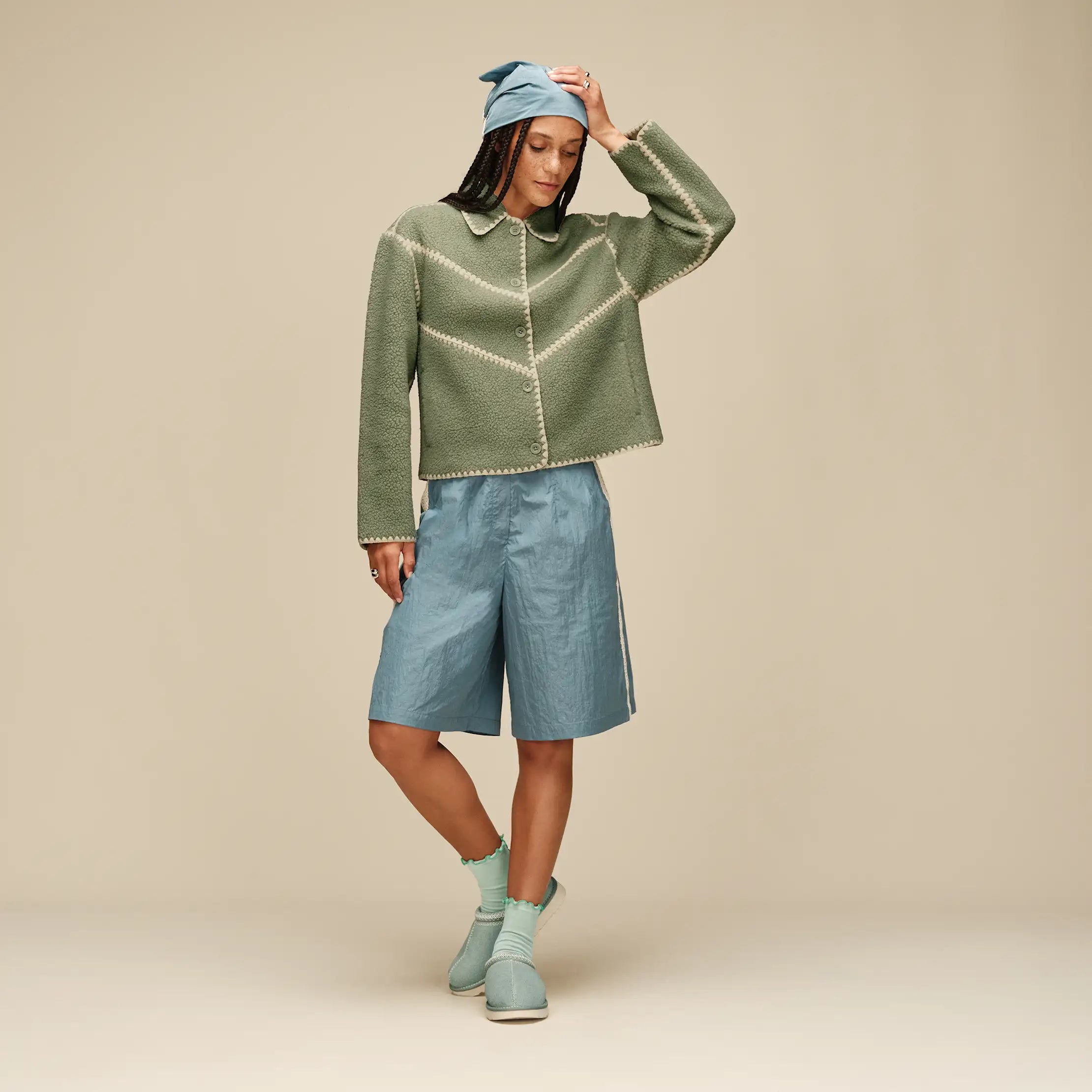 Ugg Ellison Uggfluff Shell Jacket Green Fog Heather