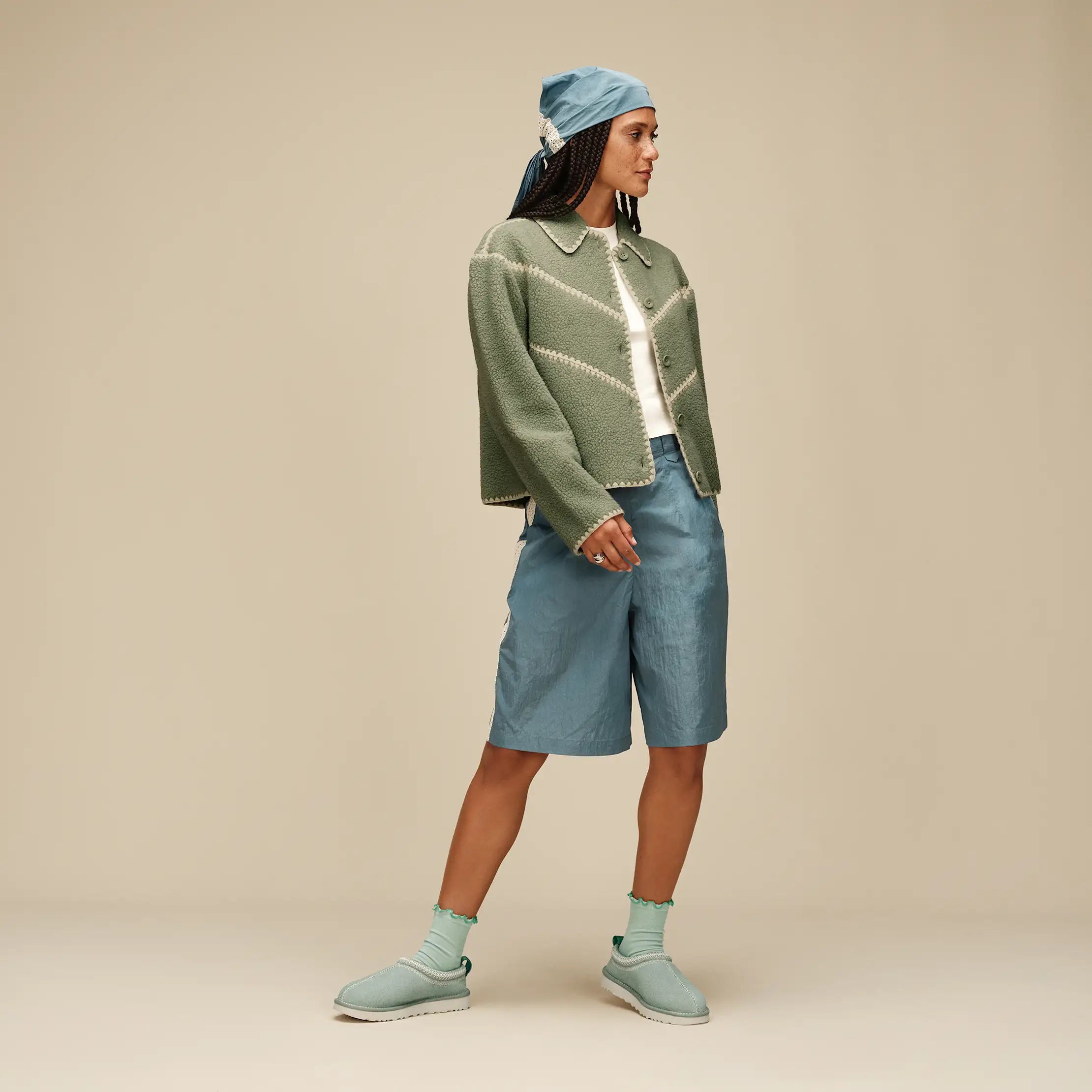 Ugg Ellison Uggfluff Shell Jacket Green Fog Heather
