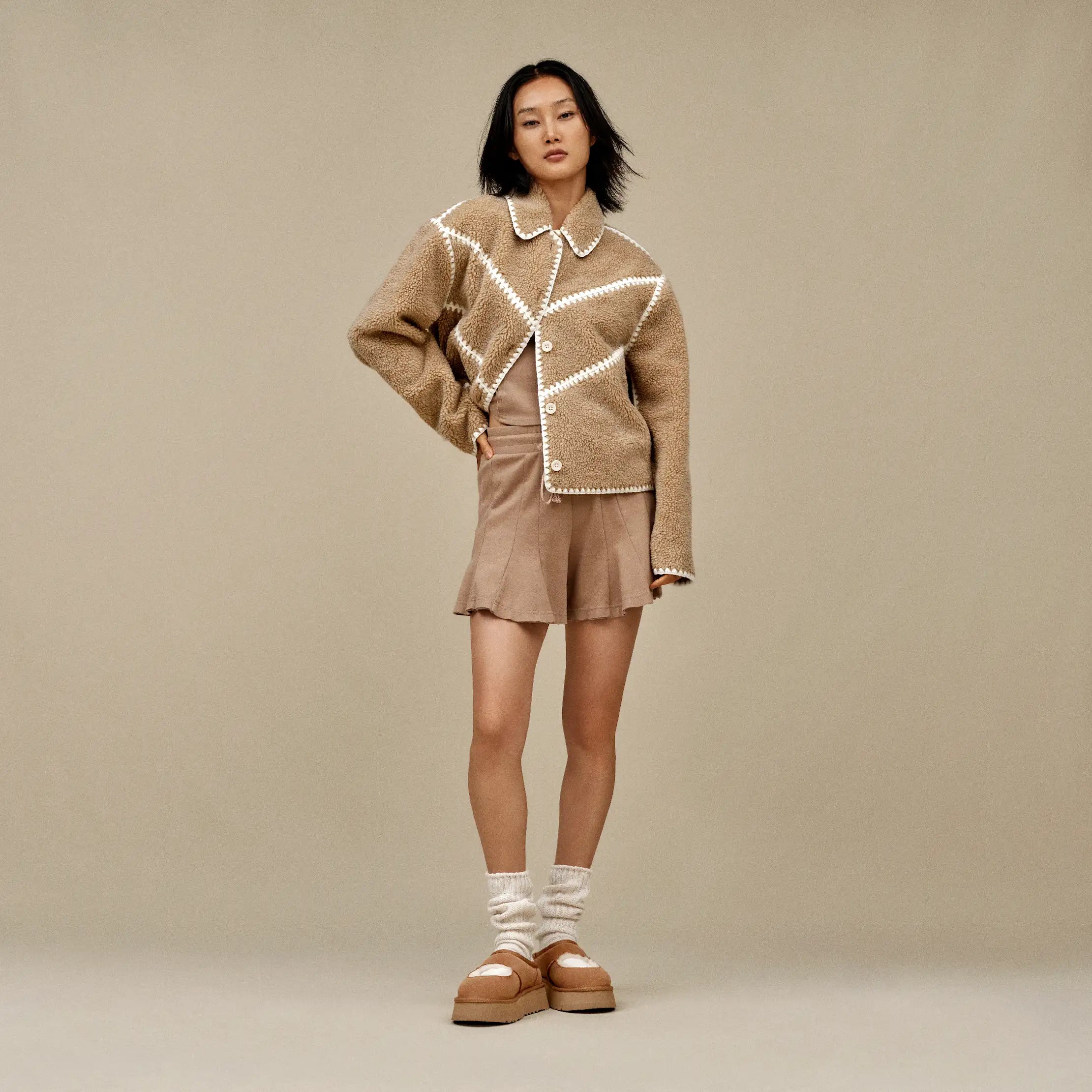 Ugg Ellison Uggfluff Shell Jacket Sand Heather