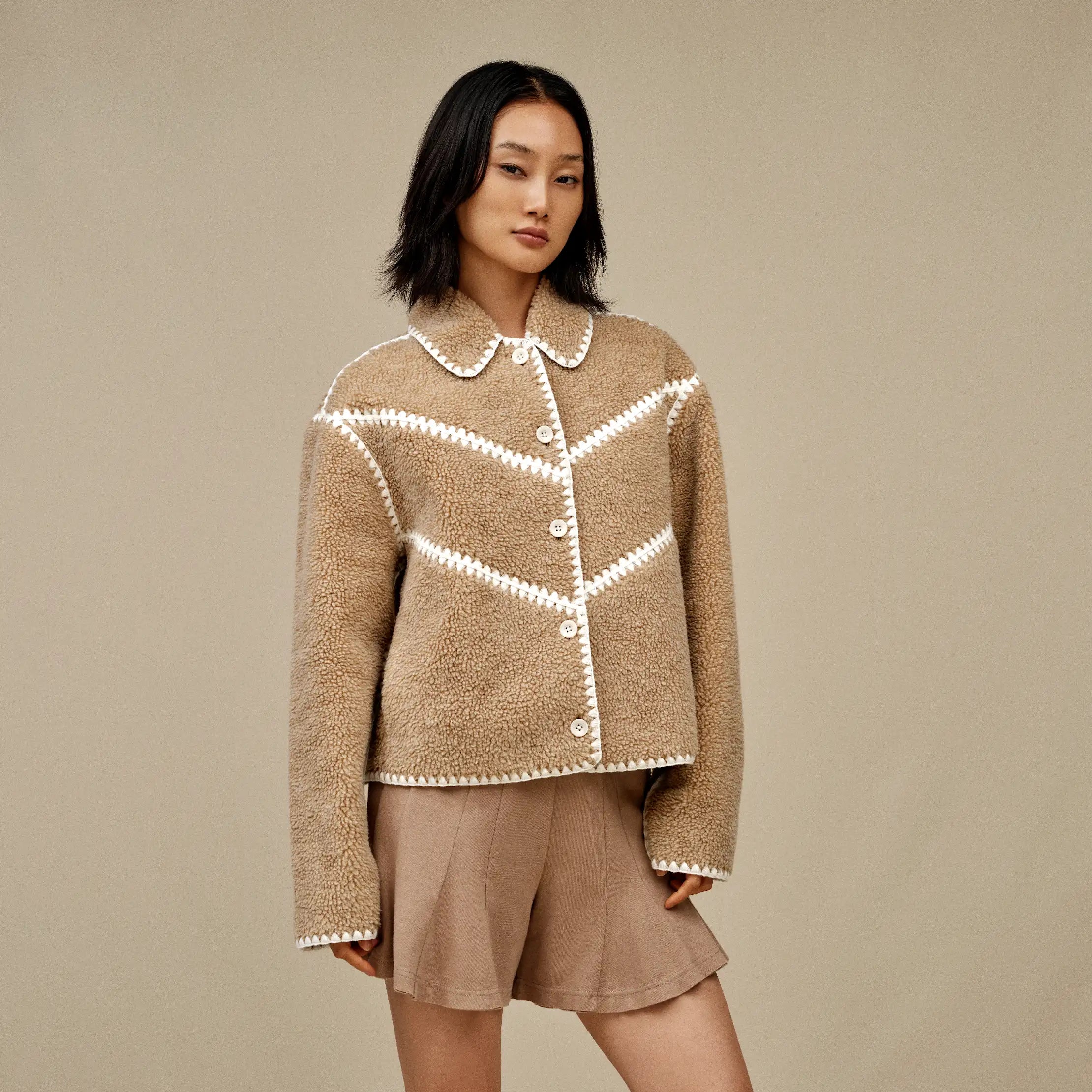 Ugg Ellison Uggfluff Shell Jacket Sand Heather