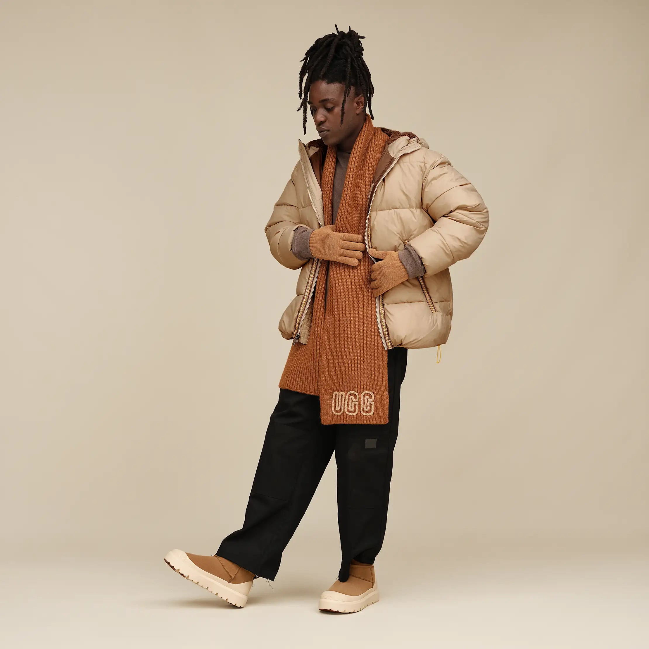 Ugg Xayden Uggbraid Puffer Jacket Mustard Seed / Summer Wheat
