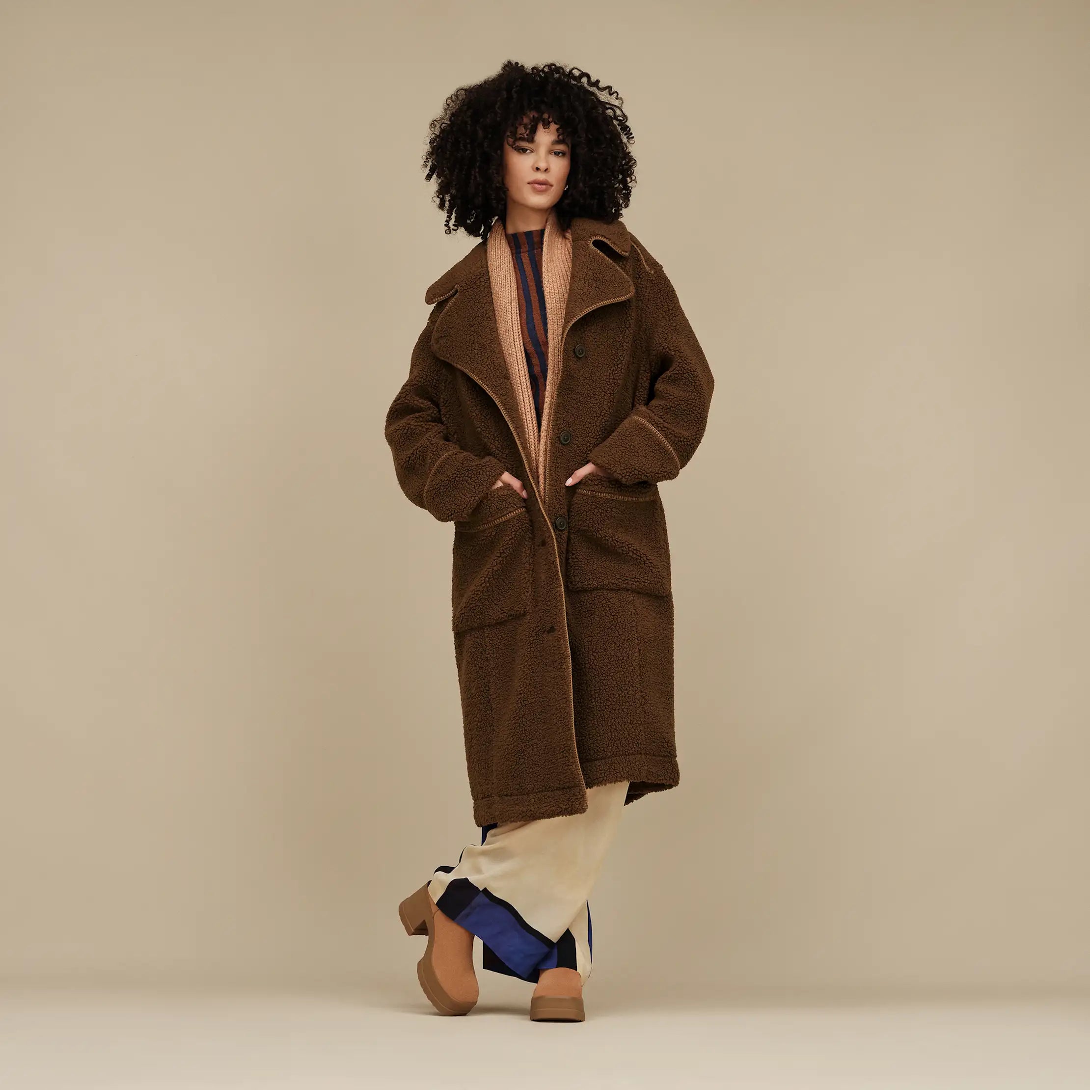 Ugg Sema Uggfluff Coat Deep Nutmeg