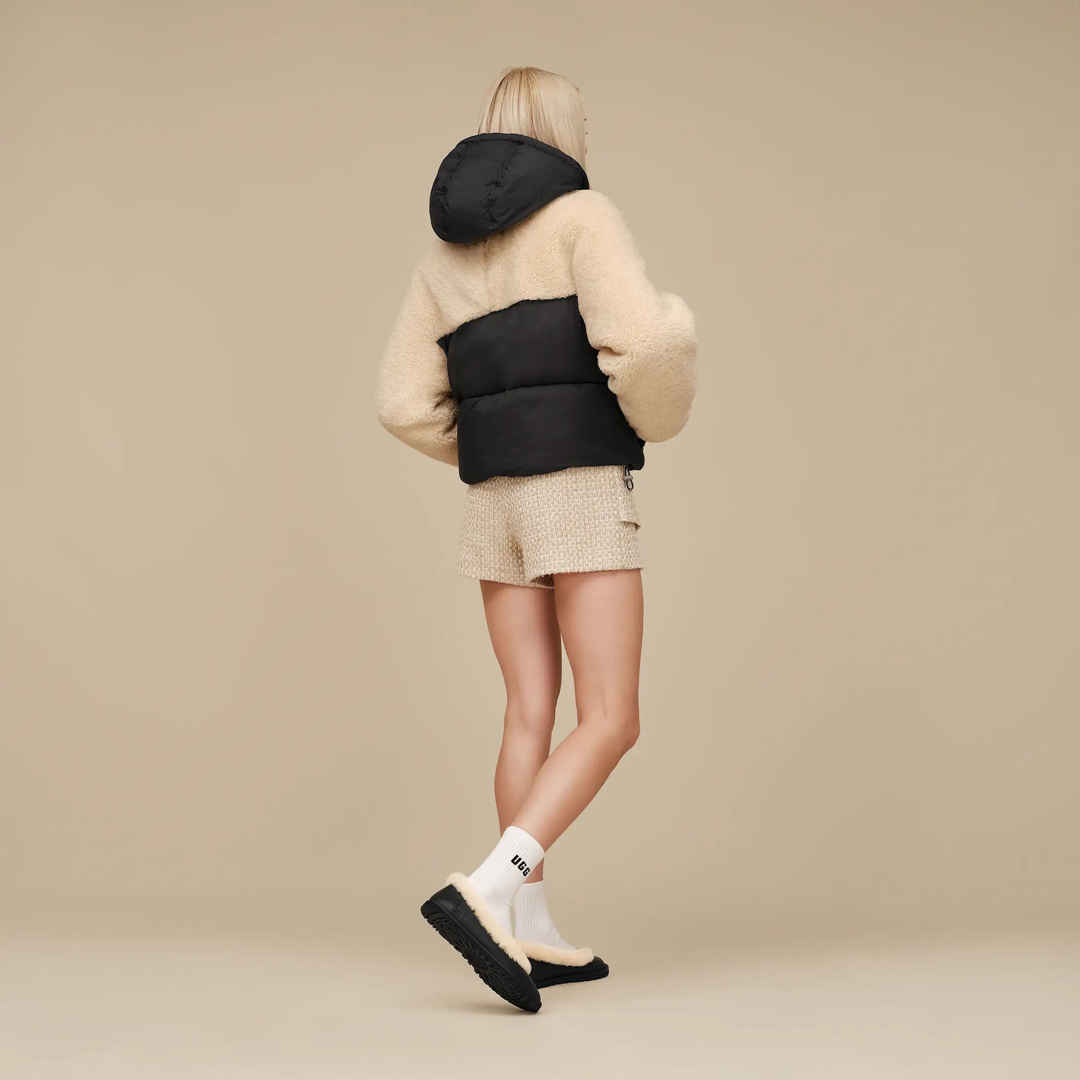 Ugg Mykah Uggbraid Puffer Jacket Black / Cream