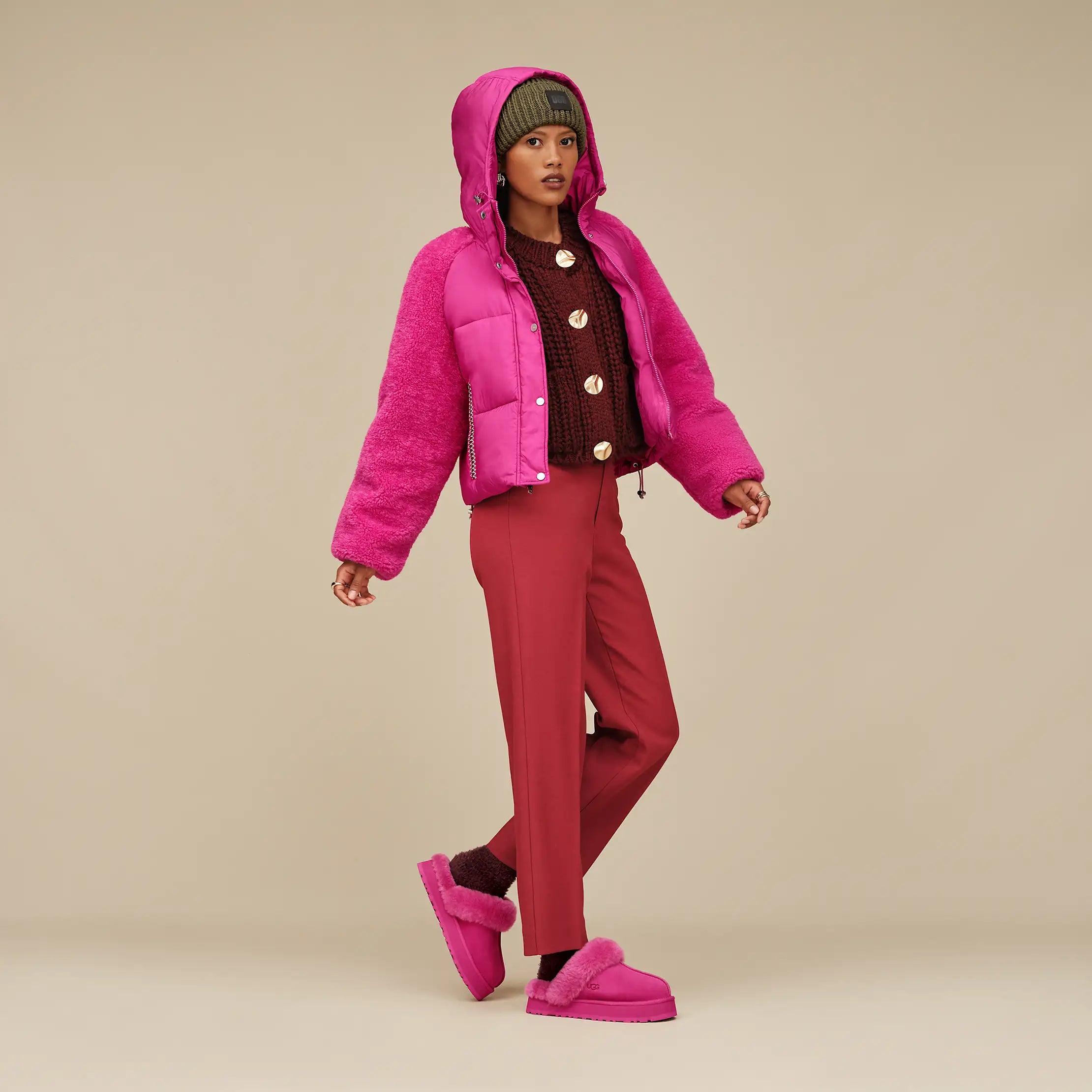 Ugg Mykah Uggbraid Puffer Jacket Chroma Pink