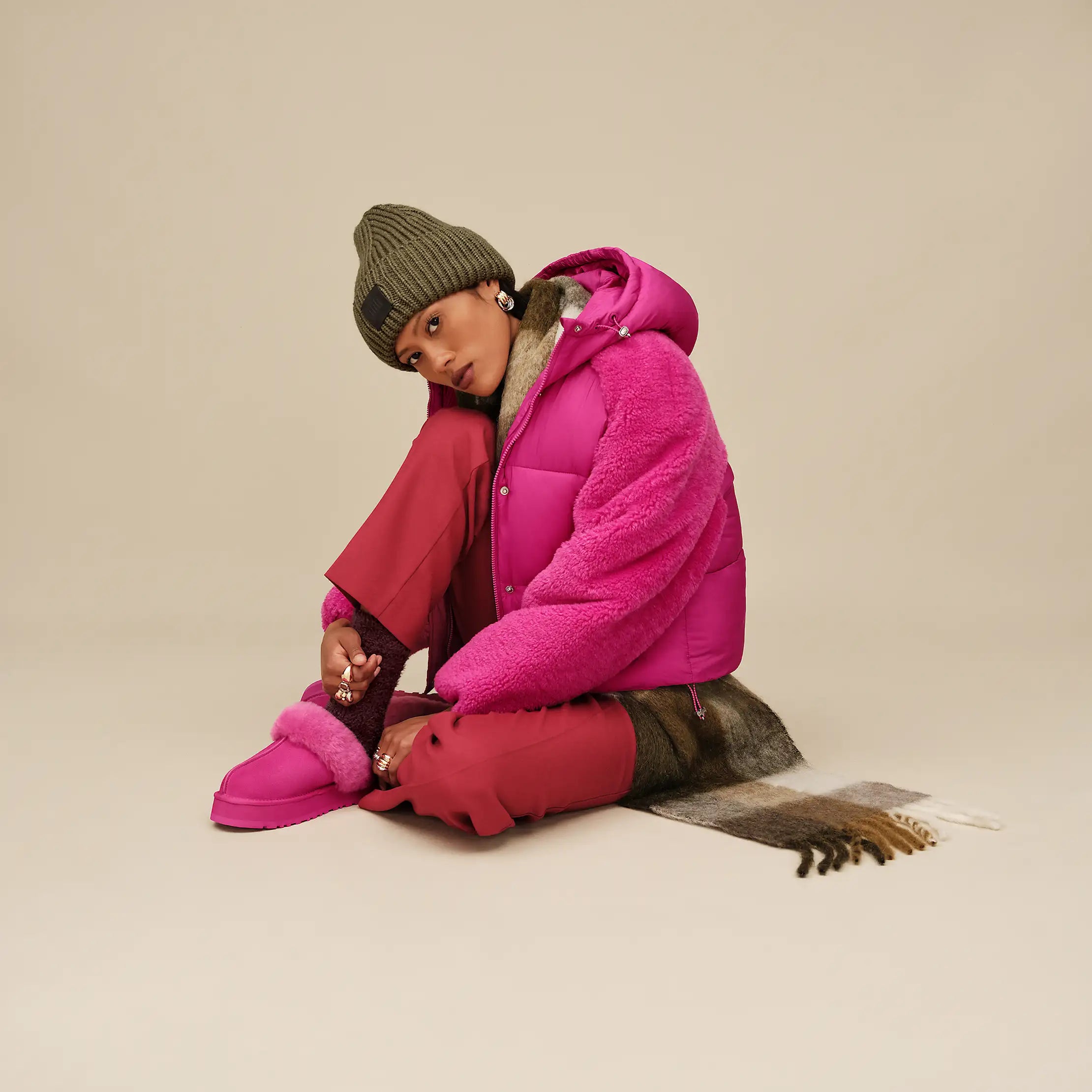 Ugg Mykah Uggbraid Puffer Jacket Chroma Pink