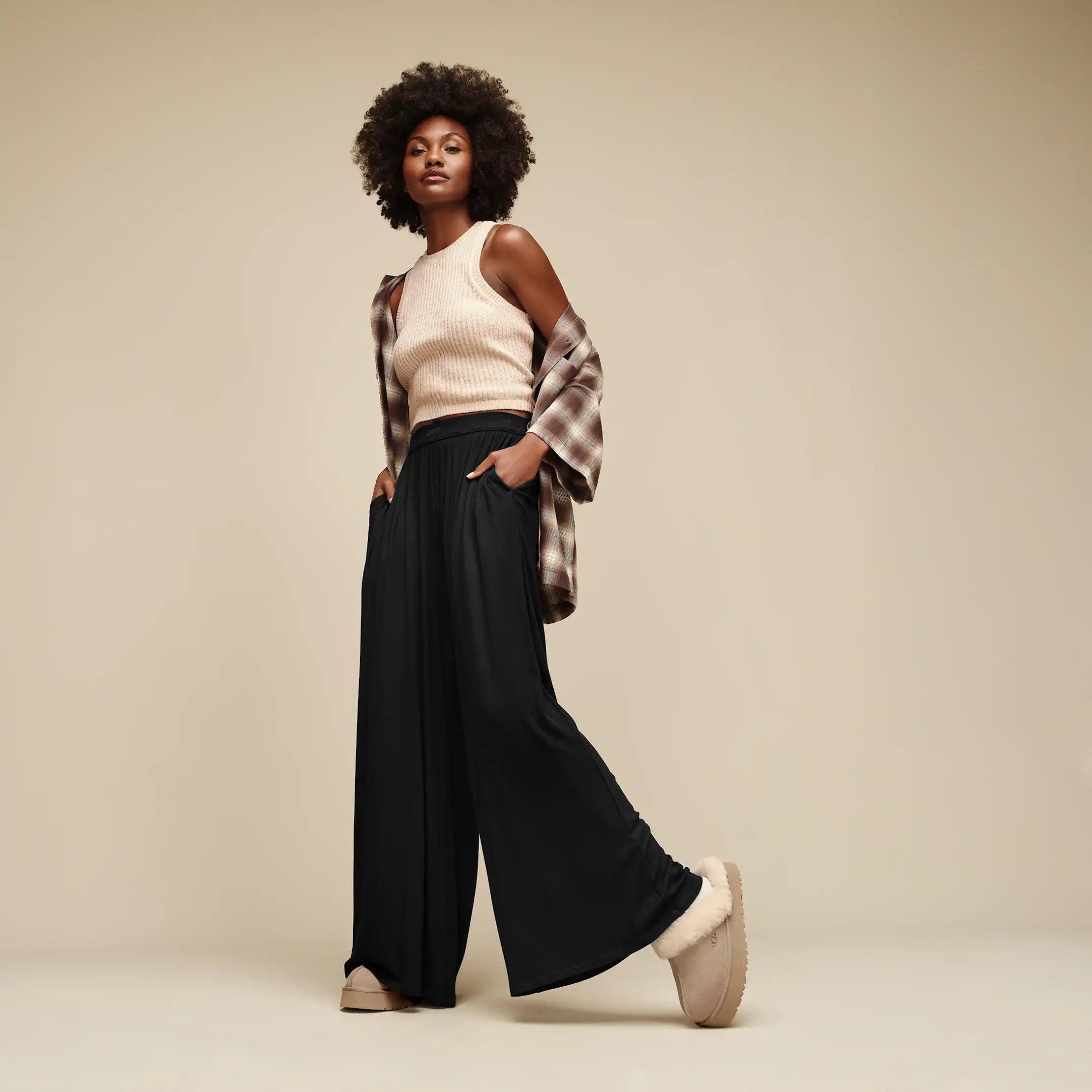 Ugg Imogen Wide Leg Pant Rib Black