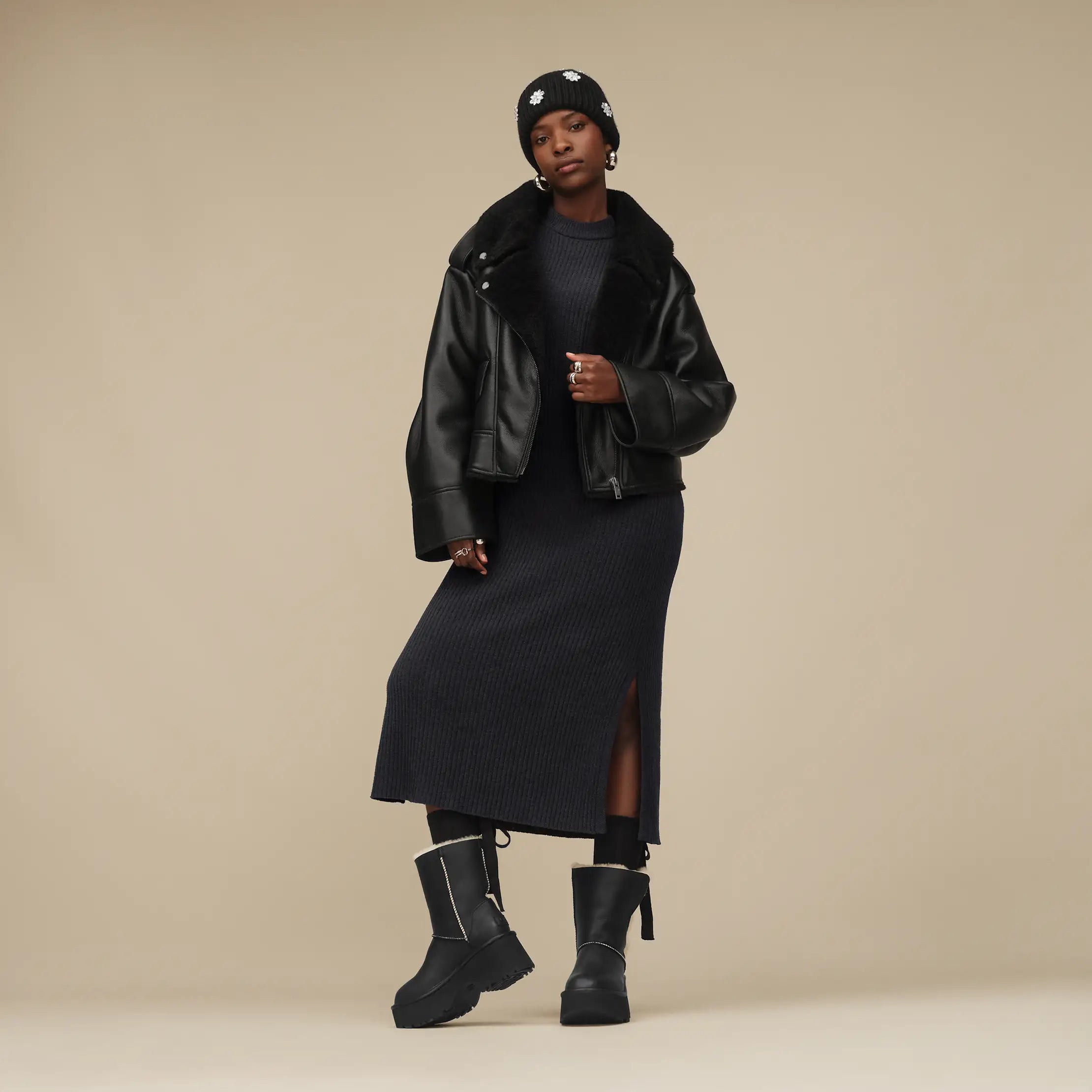Ugg Finnian Luxefluff Moto Jacket Black