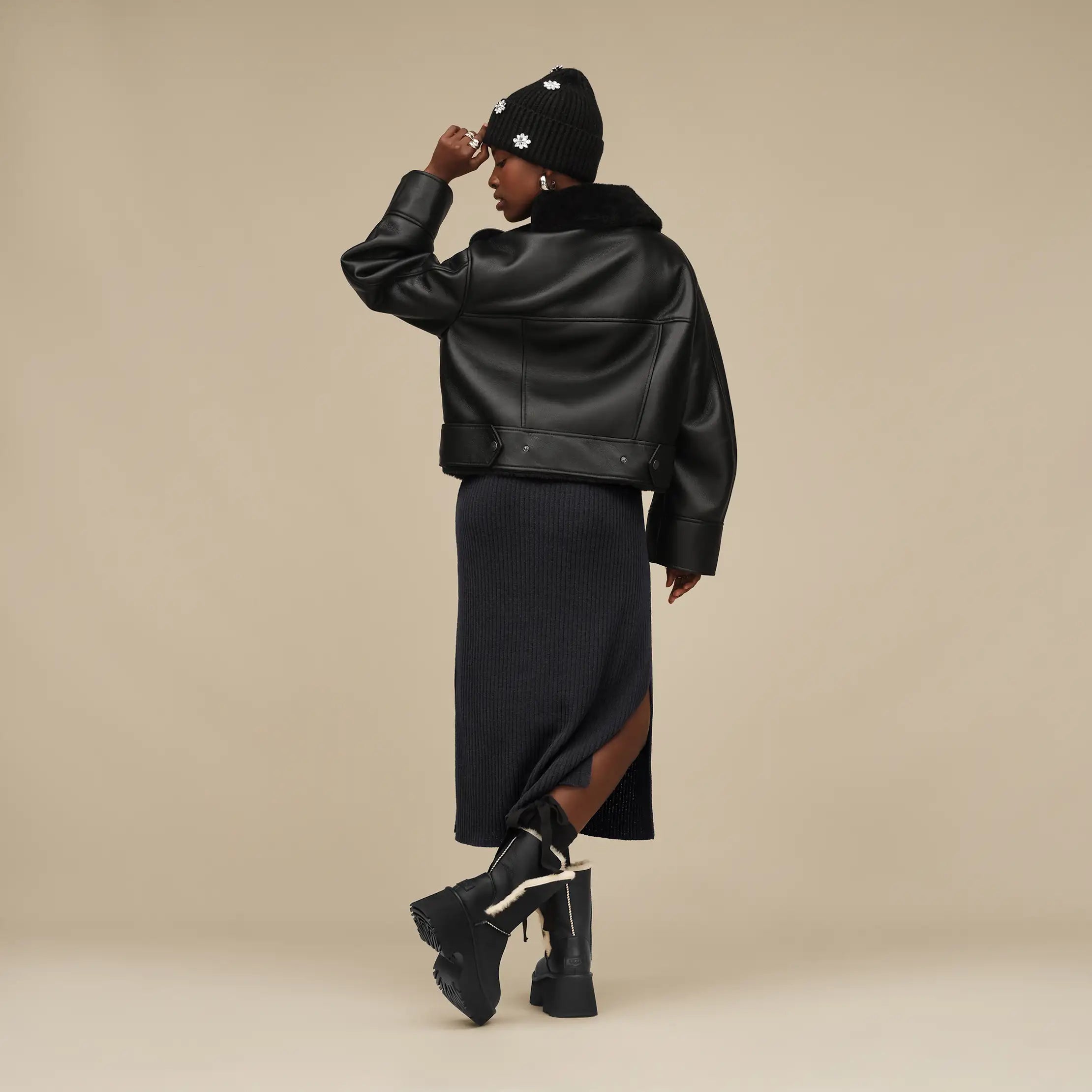 Ugg Finnian Luxefluff Moto Jacket Black