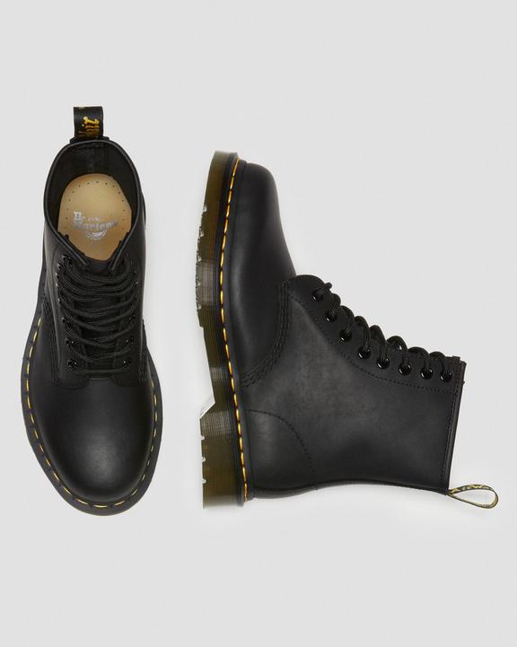 1460 Greasy Leather Lace Up Boots - Black - Mens