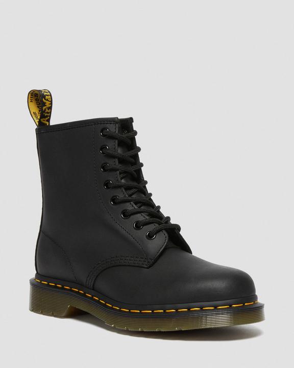 1460 Greasy Leather Lace Up Boots - Black - Mens