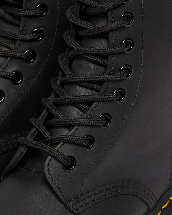 1460 Greasy Leather Lace Up Boots - Black - Mens