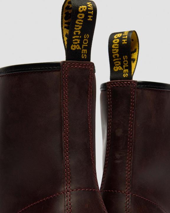 Dr Martens Crazy Horse Leather Boots - Cherry Red