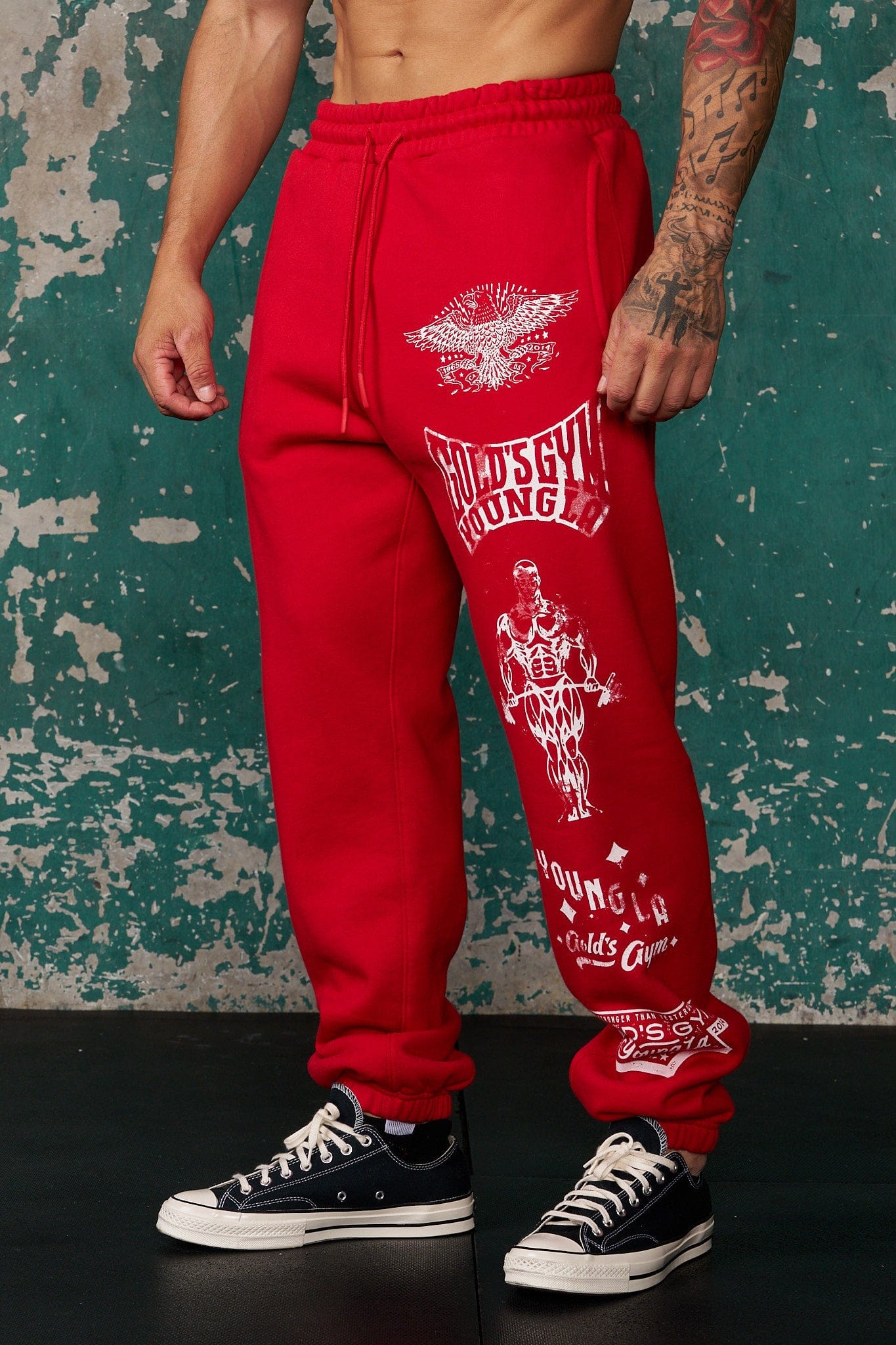 YoungLA 2143 - Golds Gym Immortal Joggers Red Wash