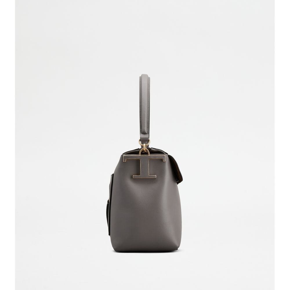 Tods T Case Bauletto In Leather Small Grey