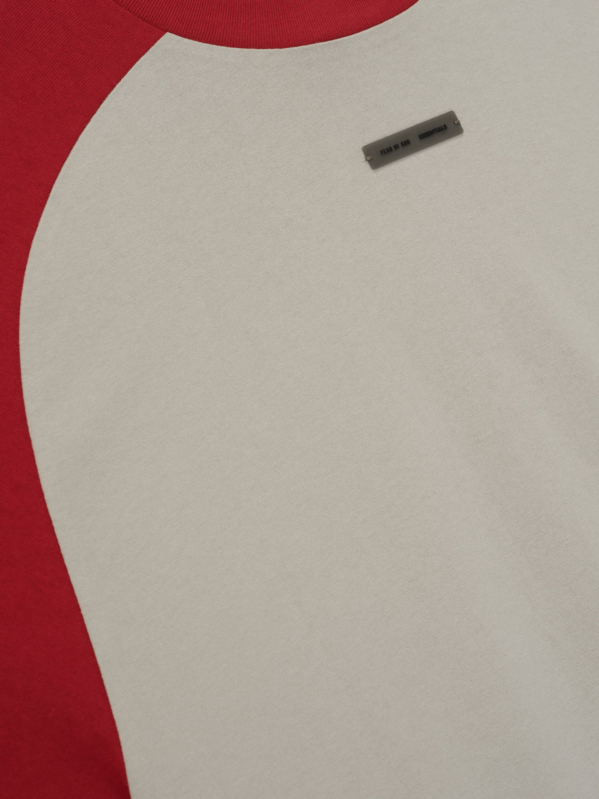 Essentials Baseball Tee Smoke Grey / Crimson