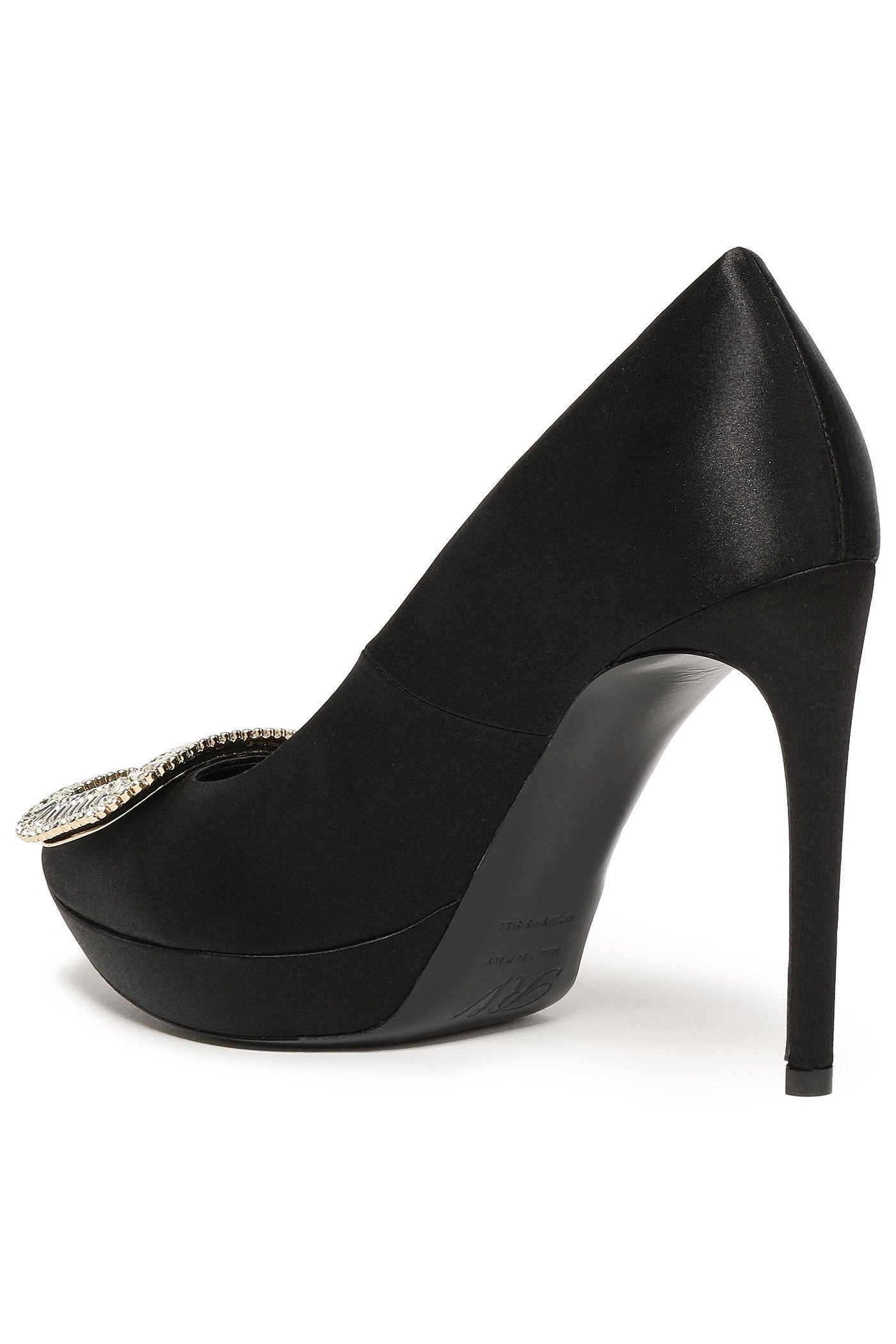 Roger Vivier Crystal-Embellished Satin Platform Pumps Black Women's