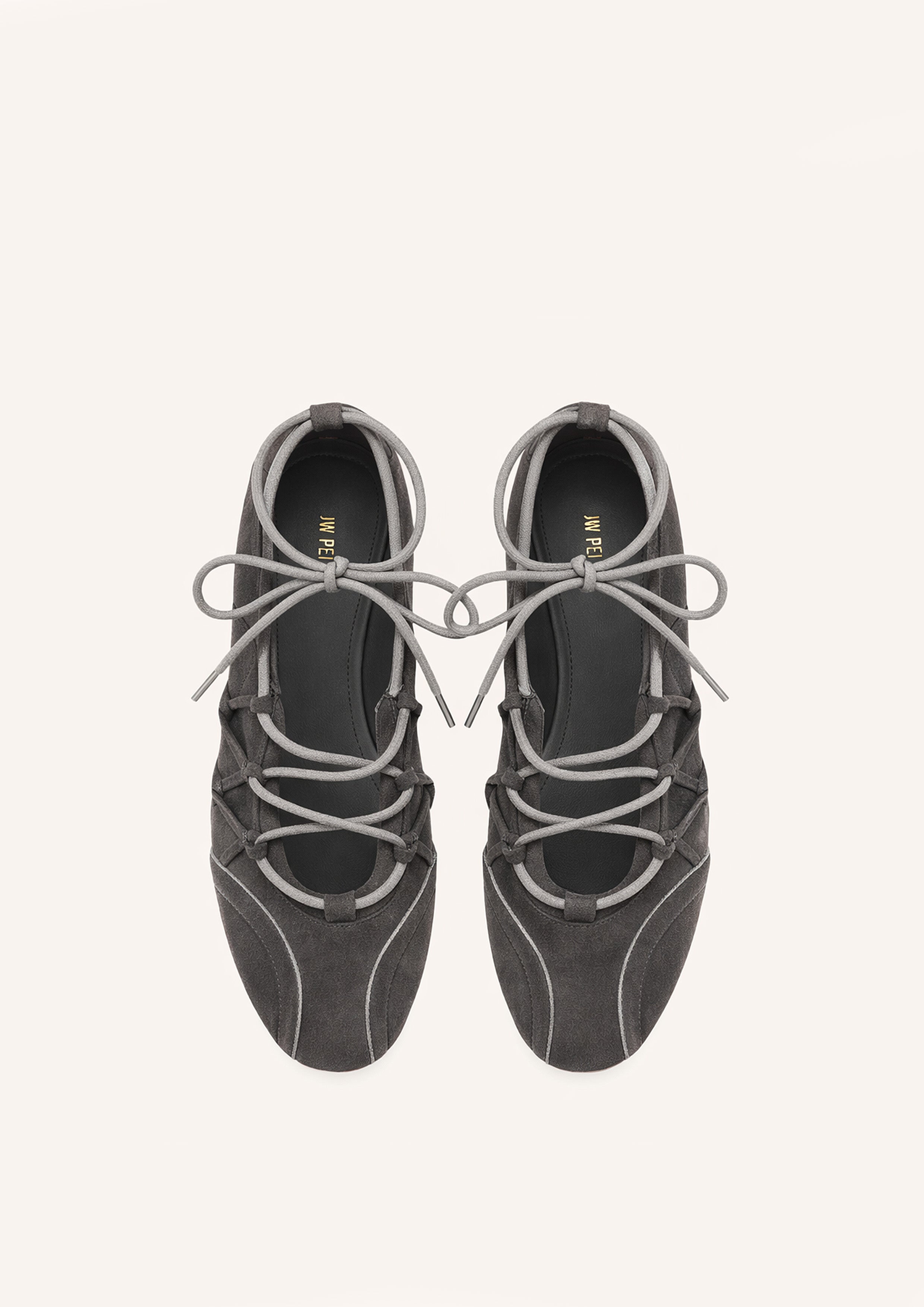 Jw Pei Iria Lace Up Ballet Flats Dark Grey