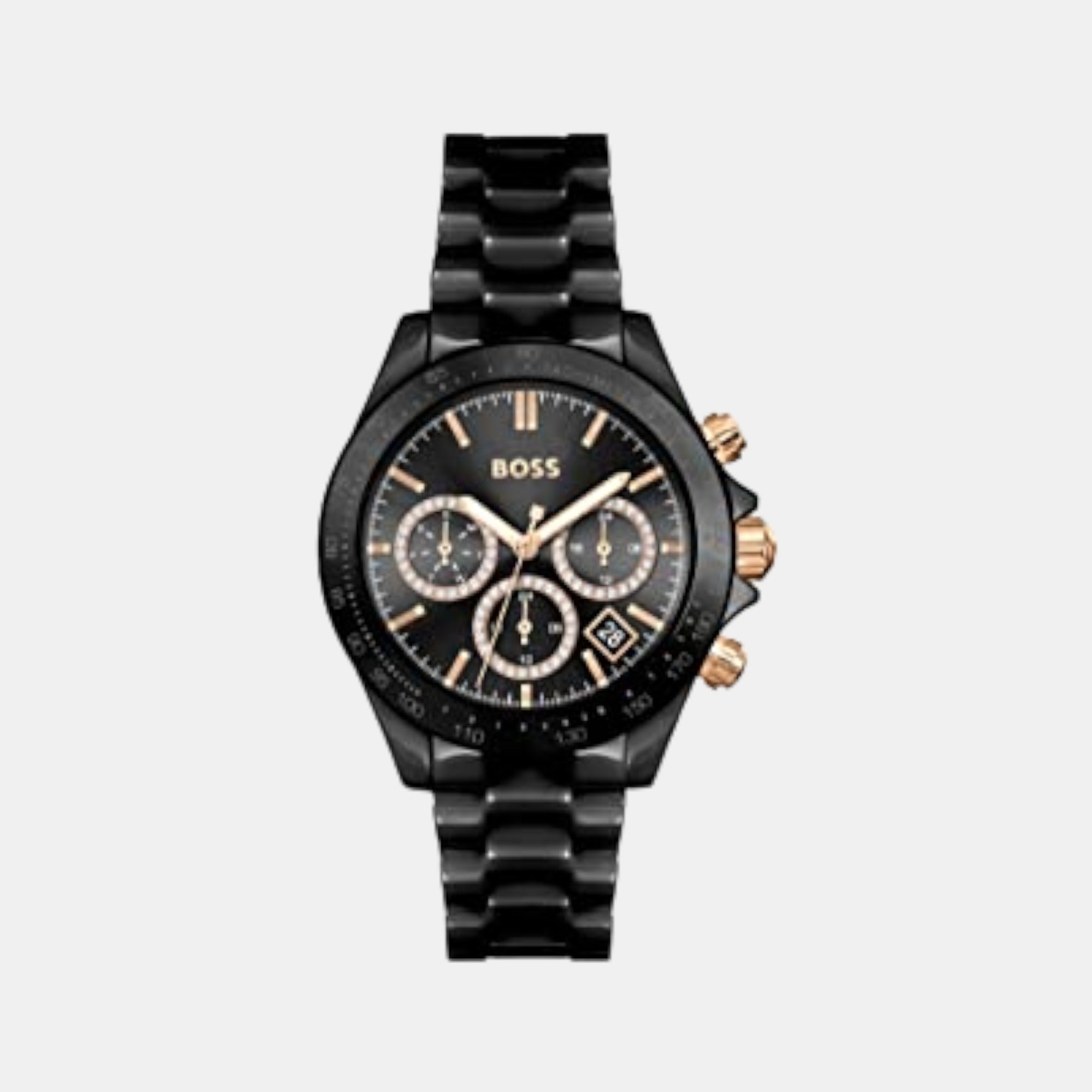 Boss Novia Women Quartz Black Dial Chronograph Stainless Steel Watch 1502633