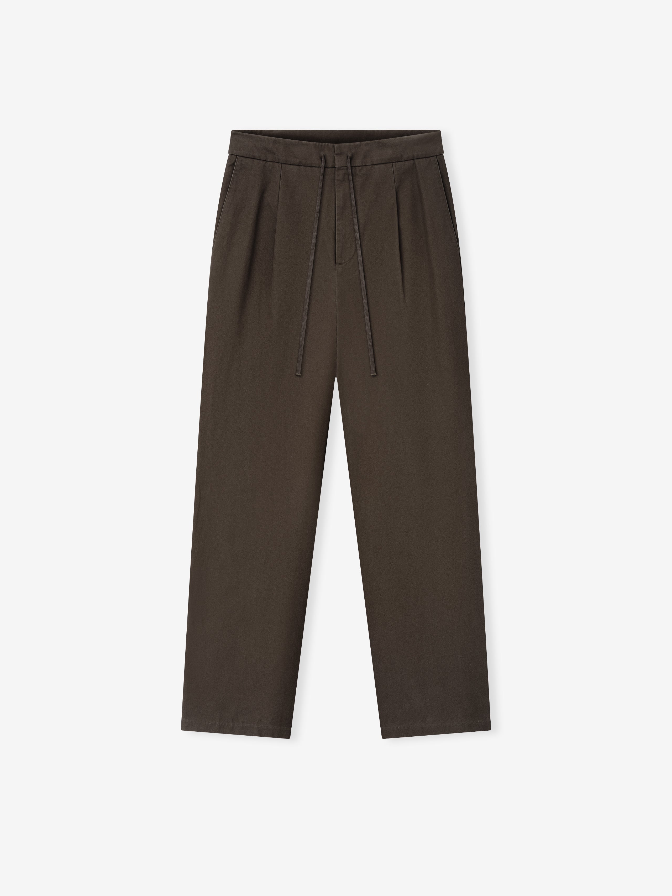 Essentials Cotton Canvas Pleat Front Pant Brown