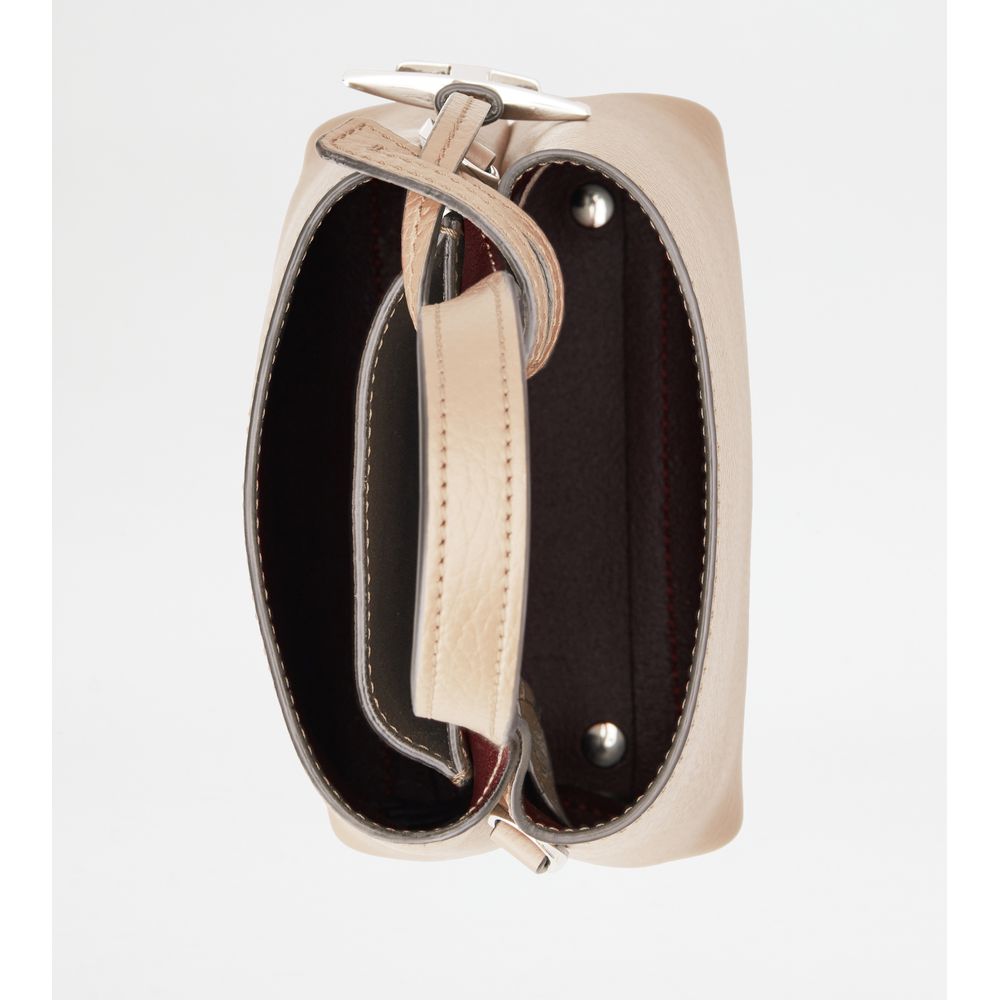Tods Micro Bag In Leather Natural Burgundy