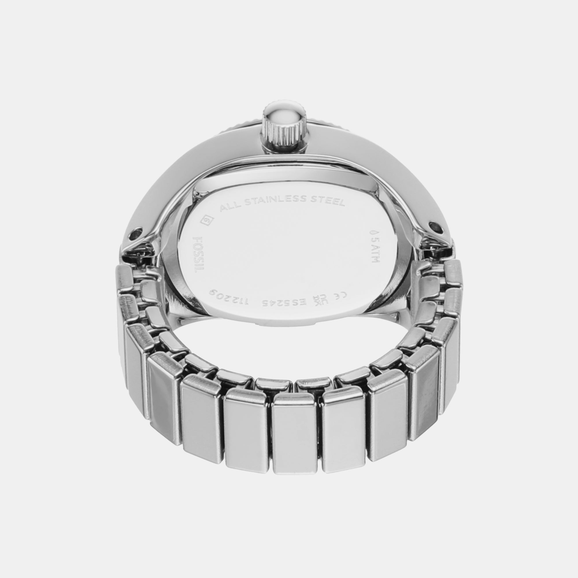 Fossil Watch Ring Women Quartz Silver Dial Analog Stainless Steel Watch Es5245