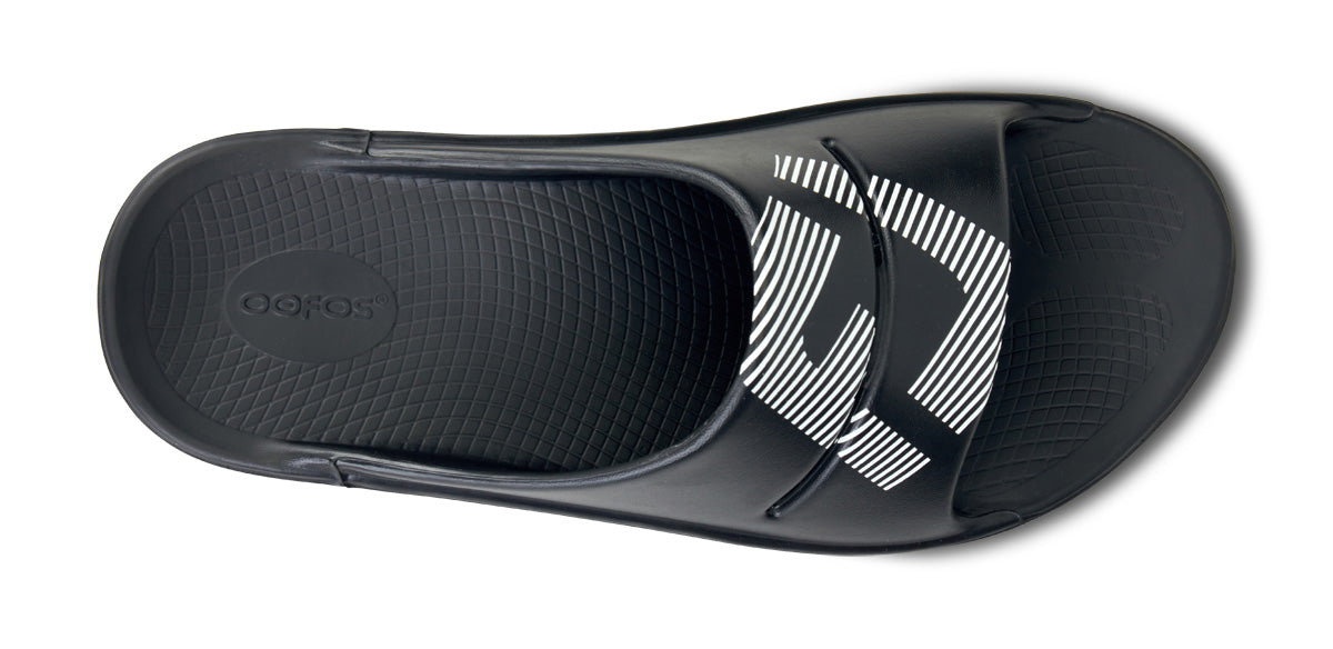 Oofos Women's Sport Slide White & Black
