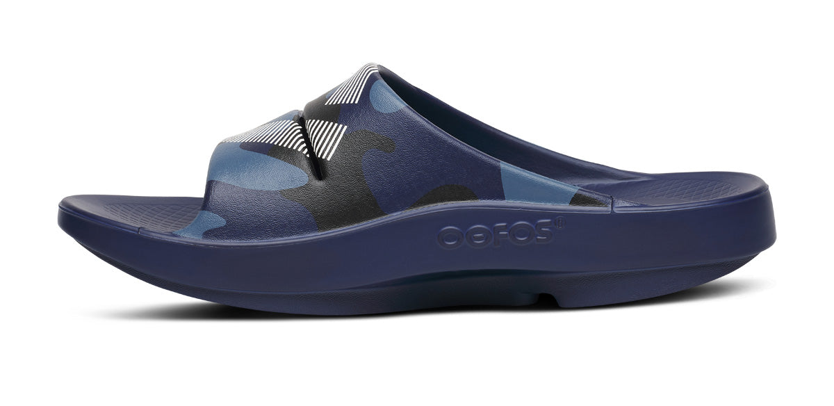 Oofos Men's Sport Slide Navy Camo