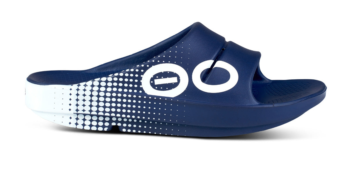 Oofos Men's Sport Slide Navy Matrix