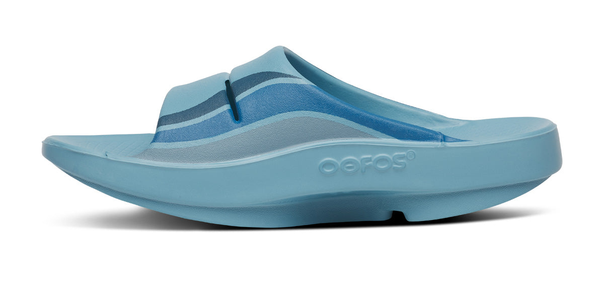 Oofos Men's Sport Slide Ocean Blue Wave