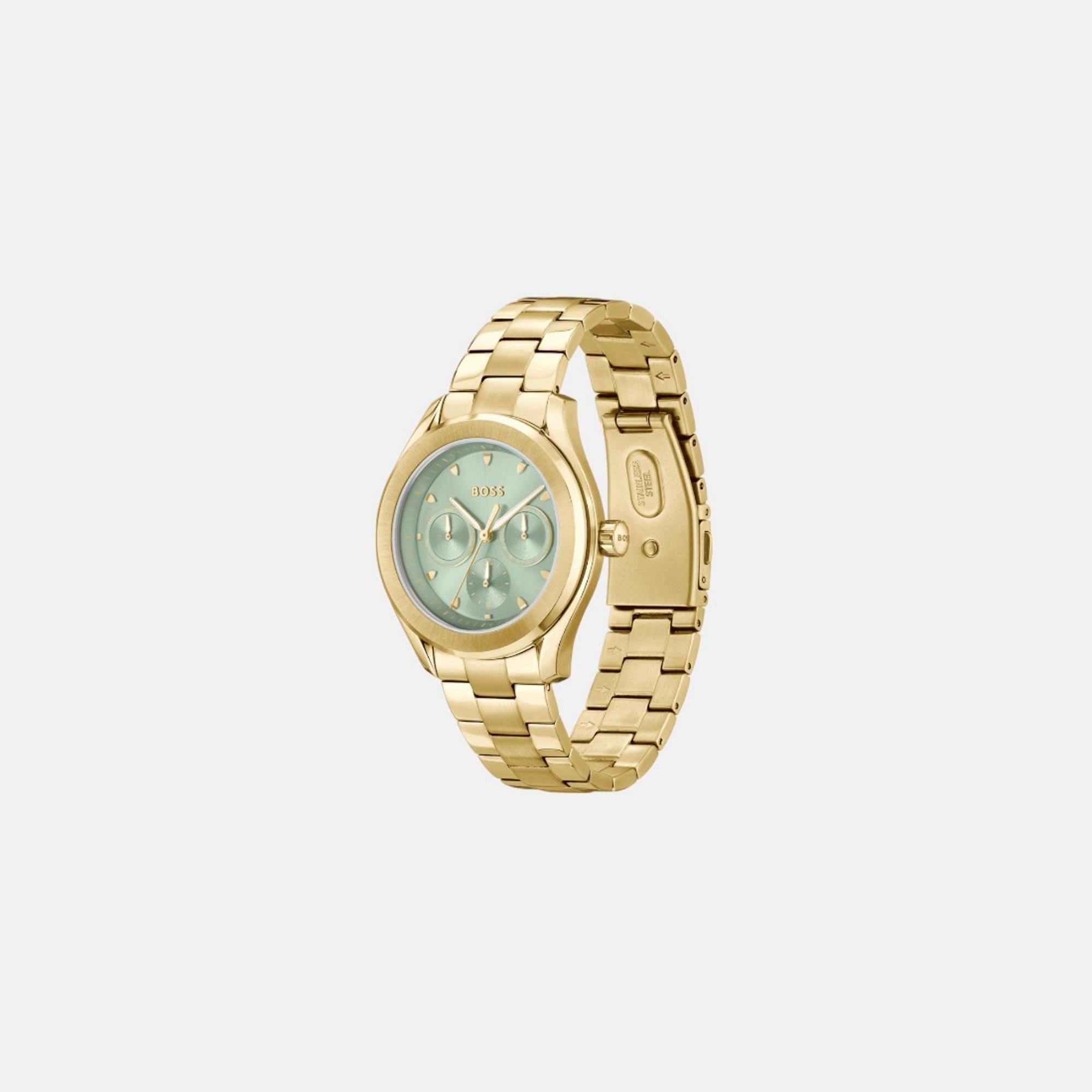 Boss Lida Women Quartz Green Dial Multi-Function Stainless Steel Watch 1502745