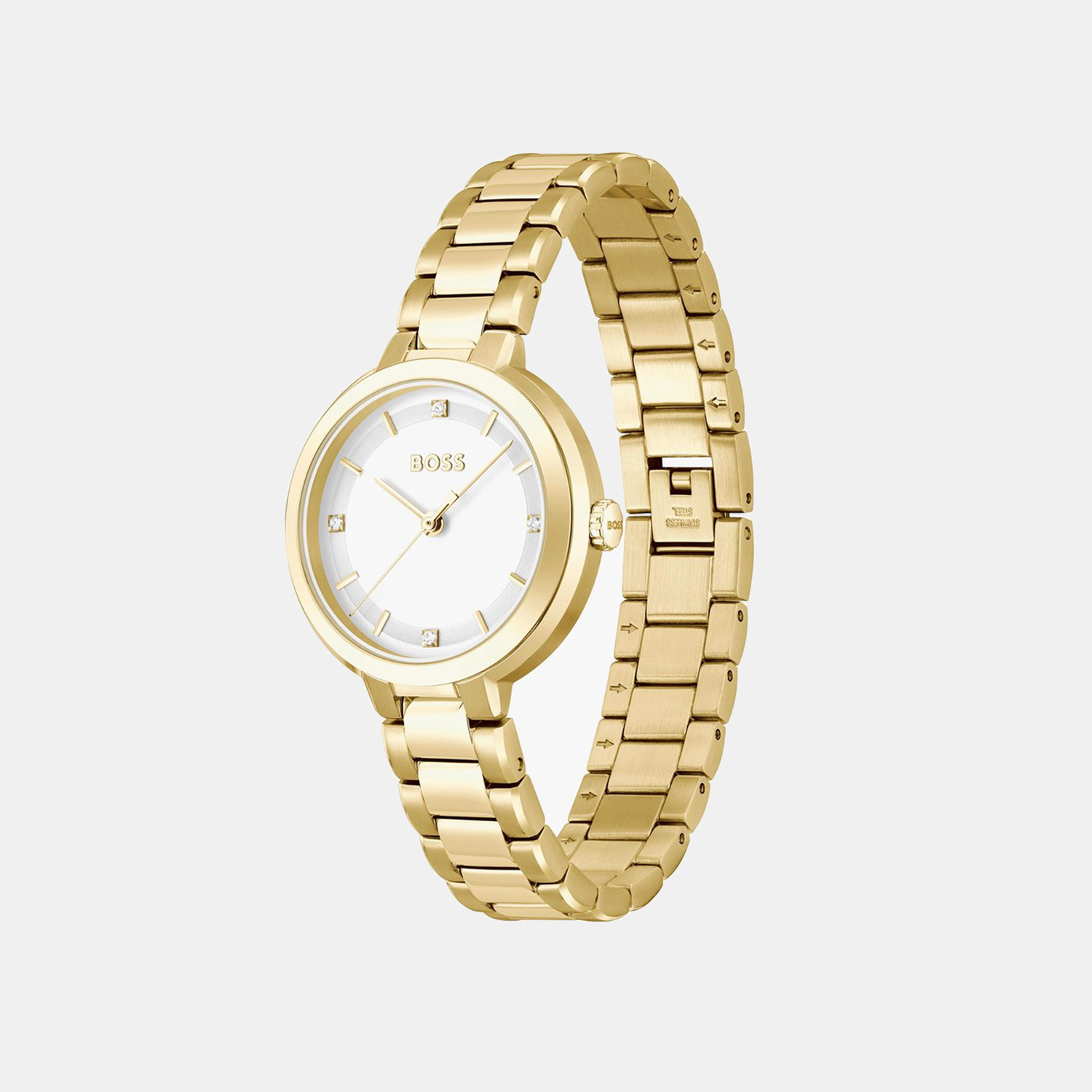 Boss Sena Women Quartz White Dial Analog Stainless Steel Watch 1502758