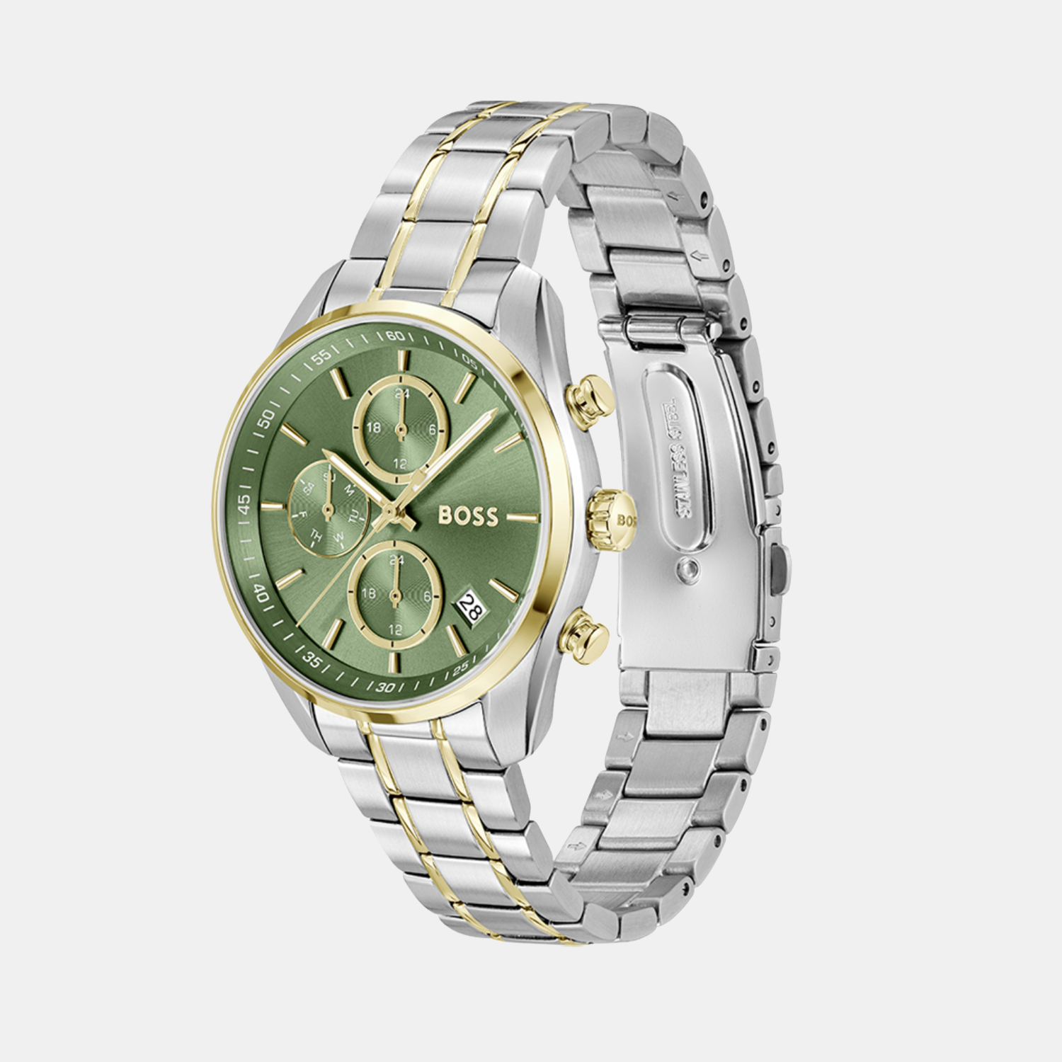 Boss Grand Tour Women Quartz Green Dial Chronograph Stainless Steel Watch 1502766
