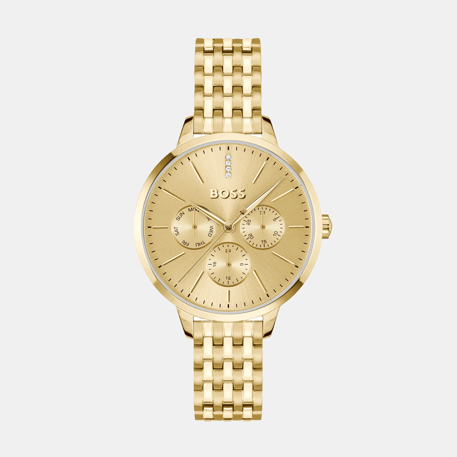 Boss Symphony Le Women Quartz Gold Dial Multi-Function Stainless Steel Watch 1502782