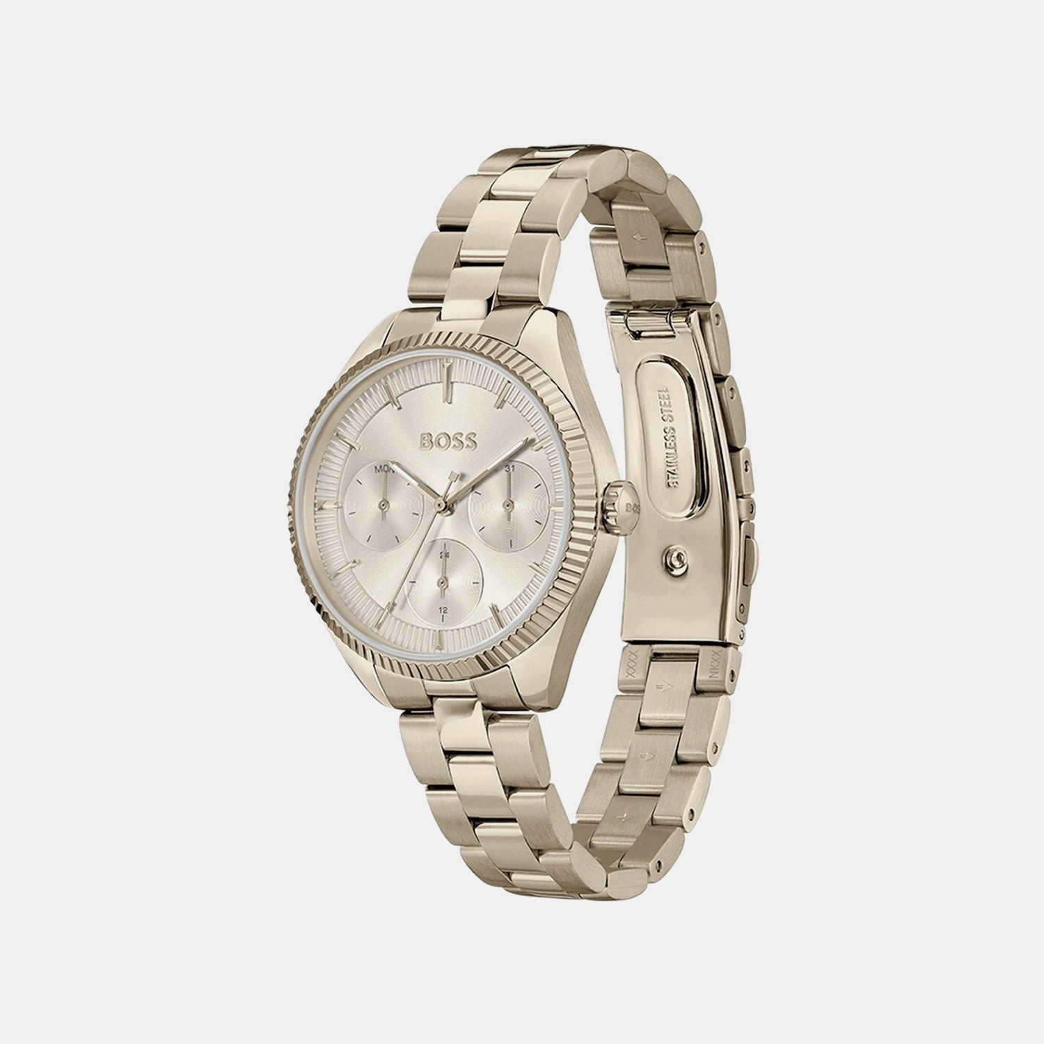 Boss Sage Sport Women Quartz Pink Dial Multi-Function Stainless Steel Watch 1502801
