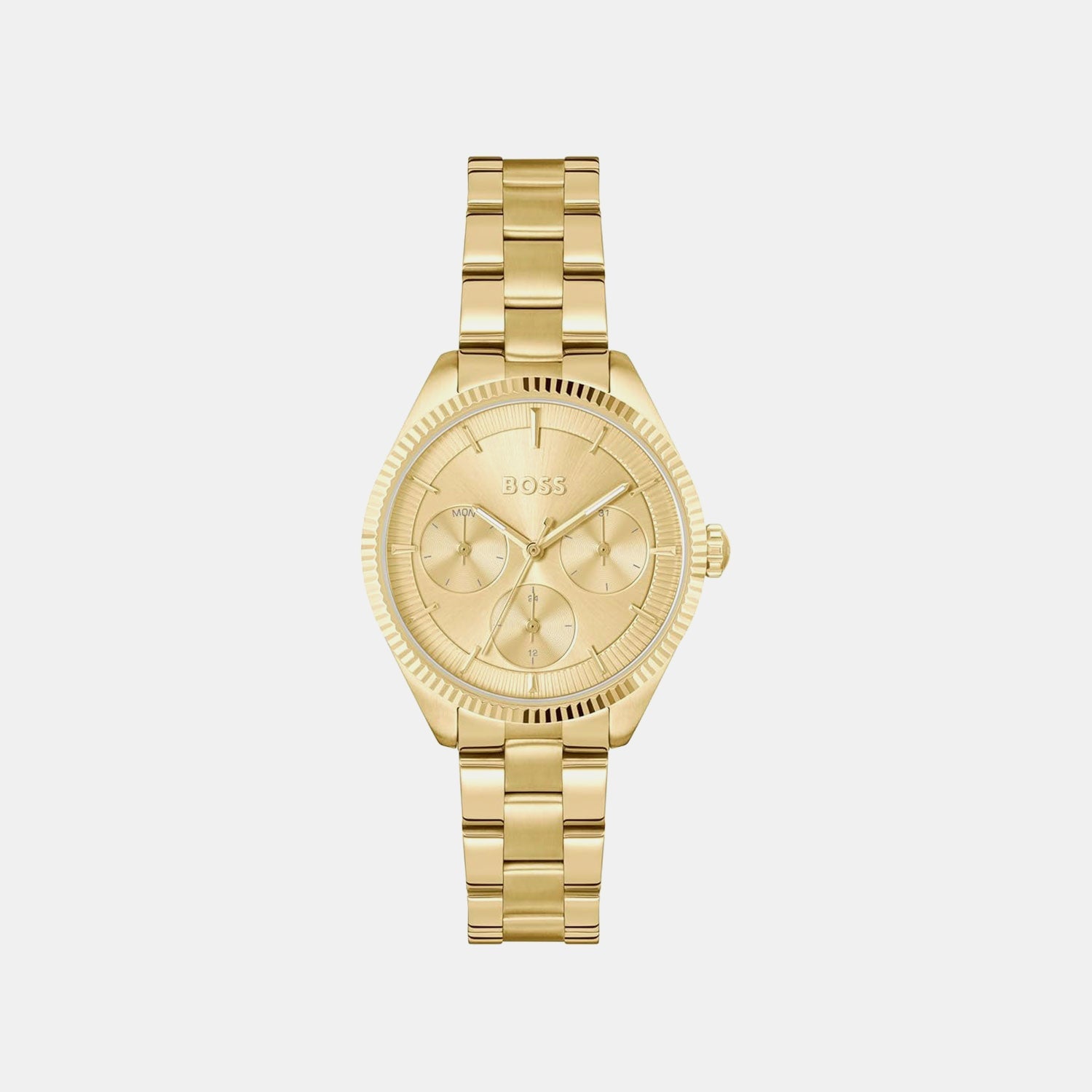 Boss Sage Sport Women Quartz Gold Dial Multi-Function Stainless Steel Watch 1502803