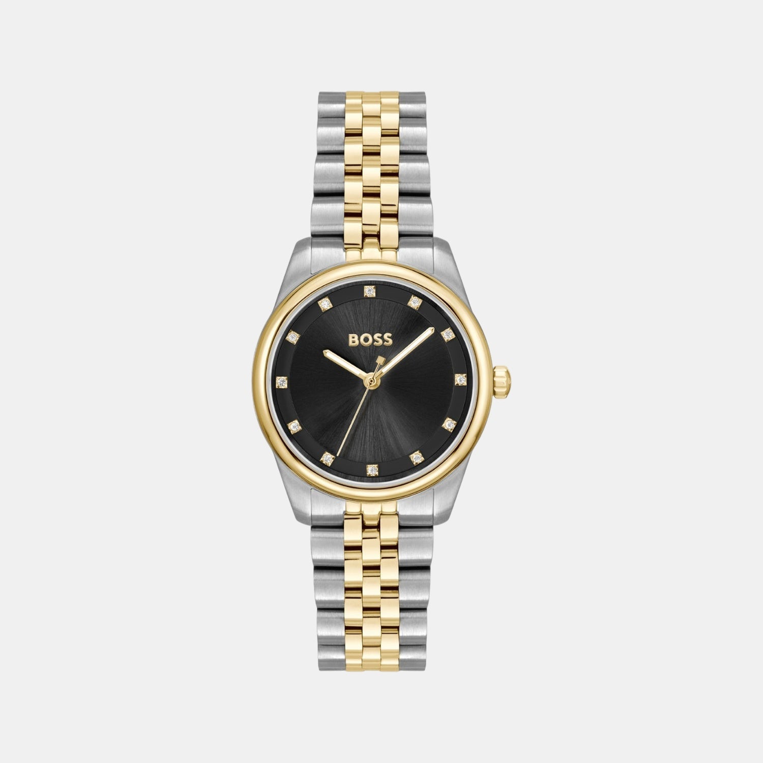 Boss Graceful Precious Women Quartz Black Dial Analog Stainless Steel Watch 1502811