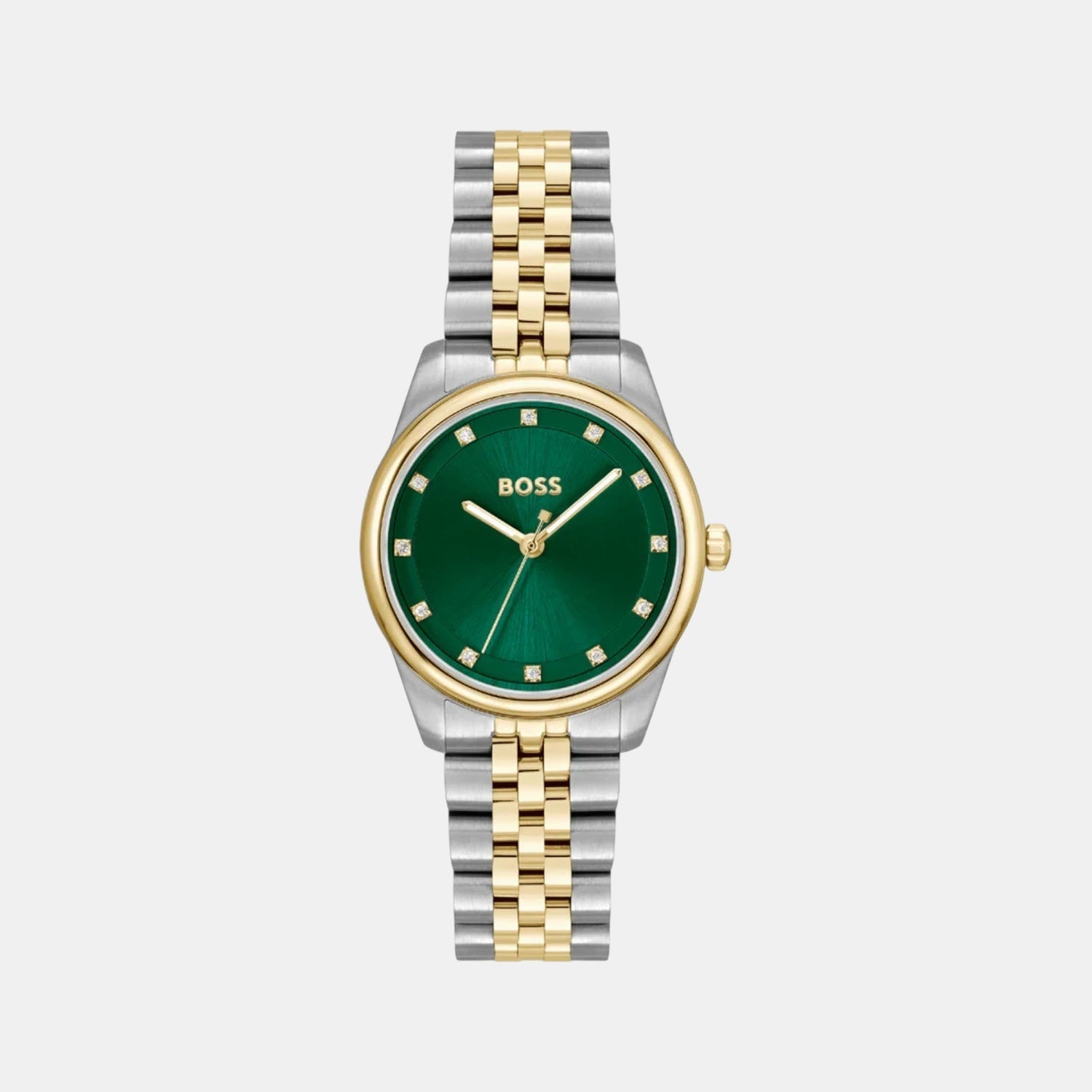 Boss Graceful Precious Women Quartz Green Dial Analog Stainless Steel Watch 1502834
