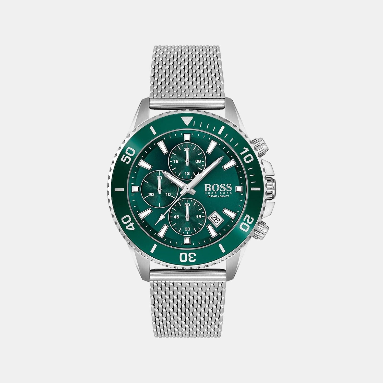 Boss Admiral Men Quartz Green Dial Chronograph Stainless Steel Watch 1513905
