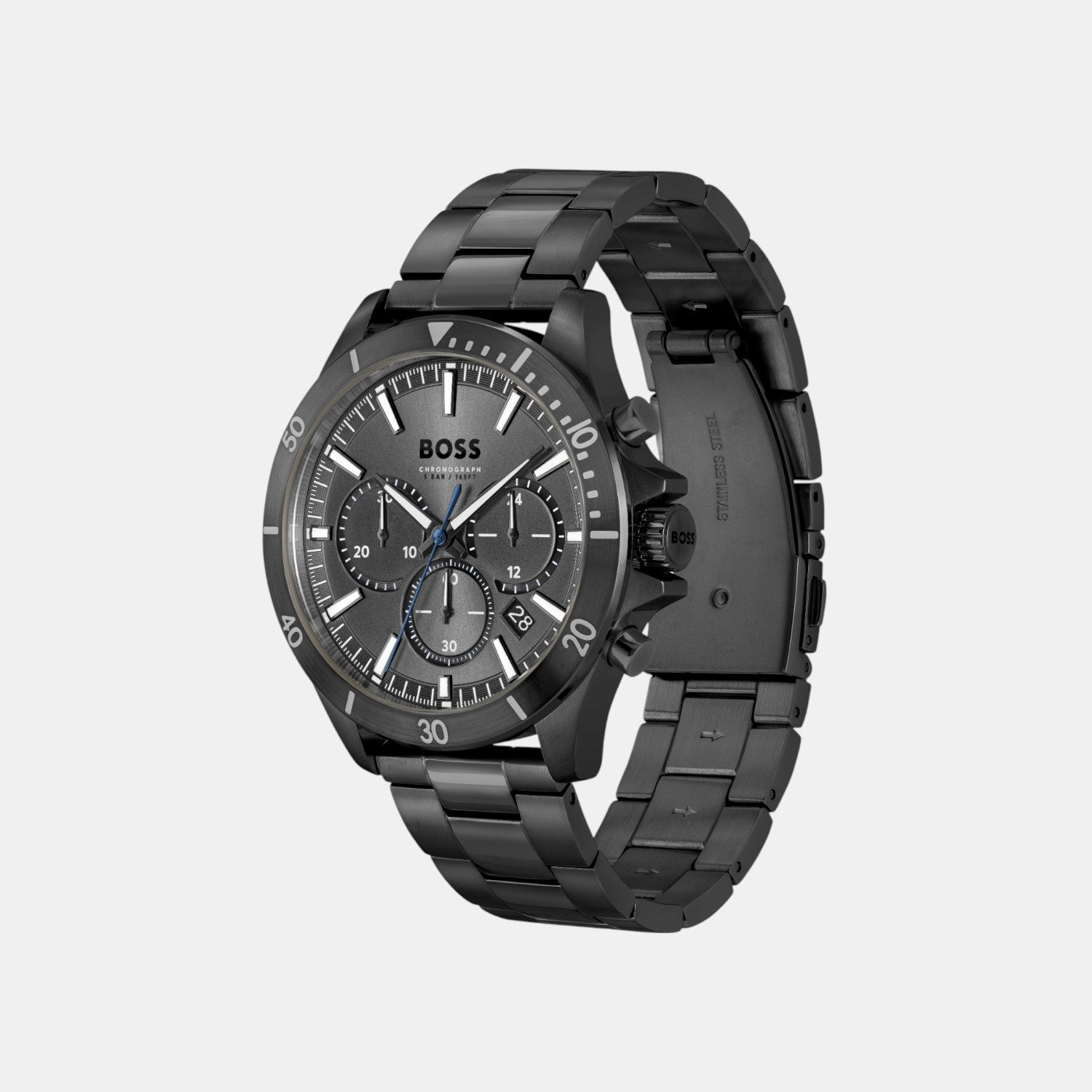Boss Troper Men Quartz Black Dial Chronograph Stainless Steel Watch 1514058