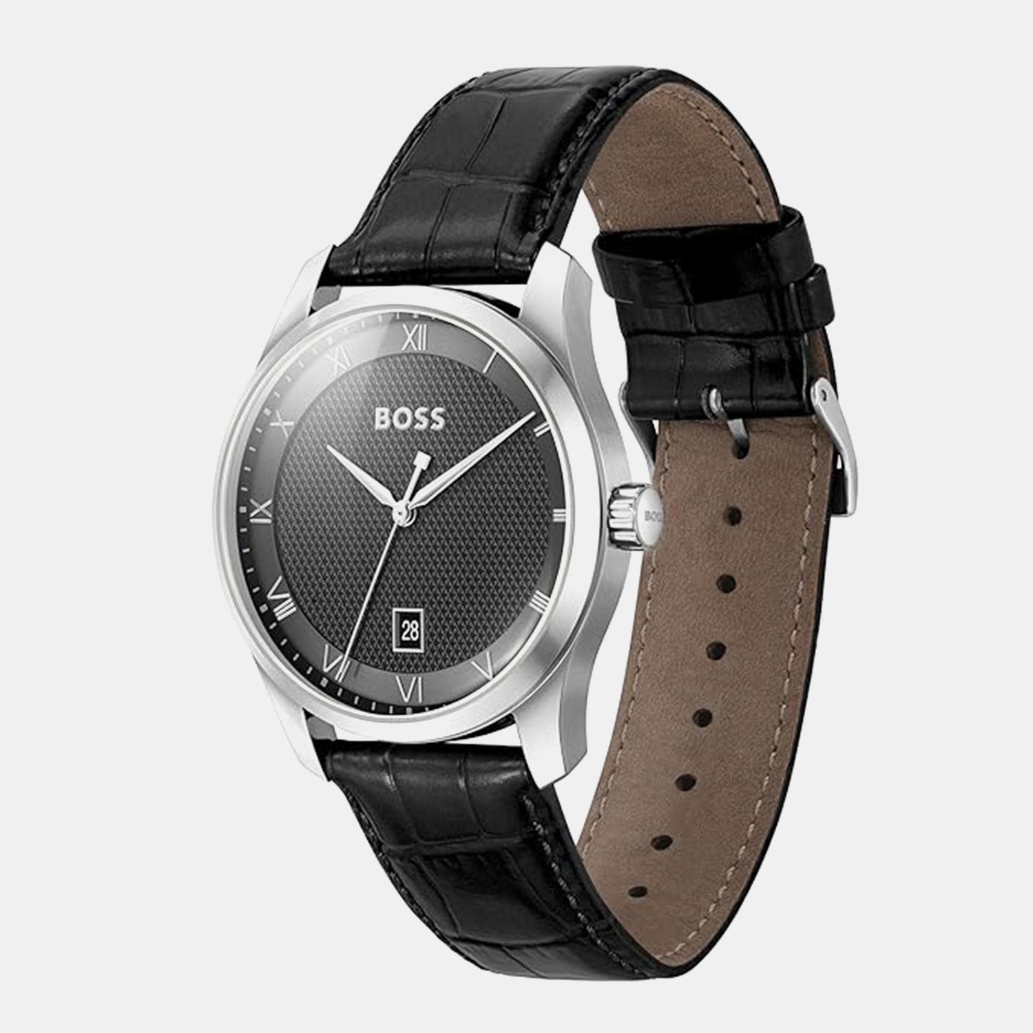 Boss Men Quartz Black Dial Analog Leather Watch 1514122