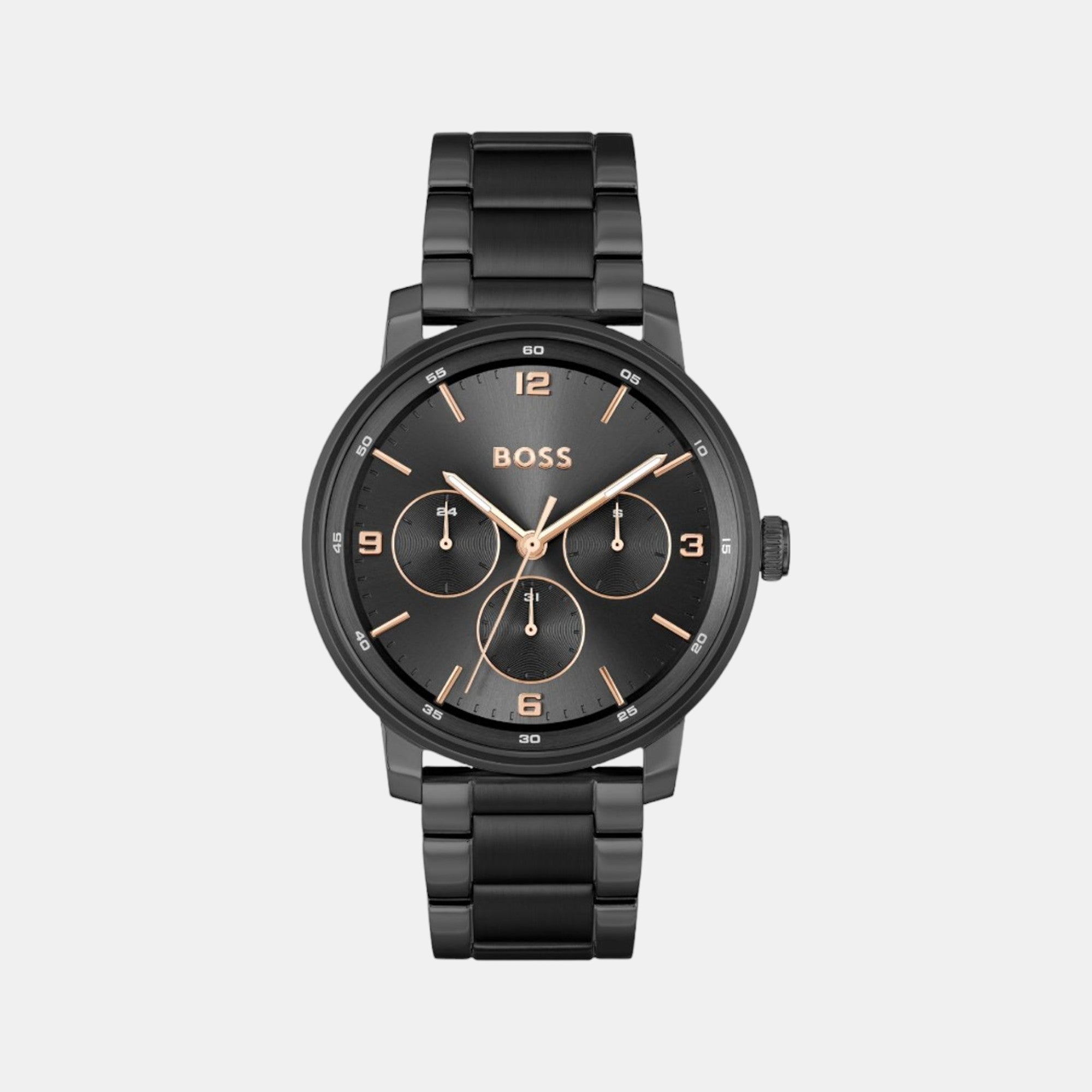 Boss Contender Men Quartz Black Dial Multi-Function Stainless Steel Watch 1514128