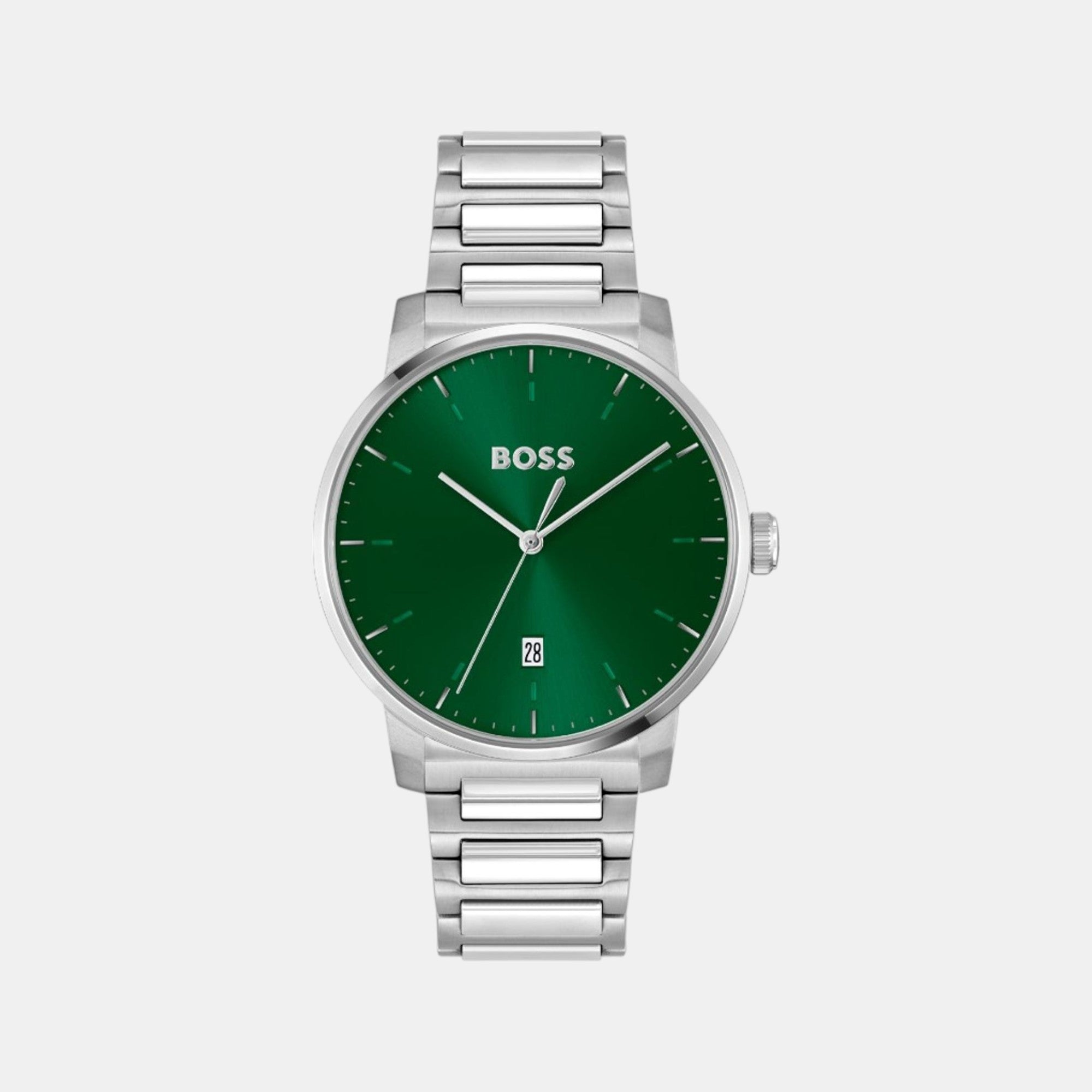 Boss Dean Men Quartz Green Dial Analog Stainless Steel Watch 1514134