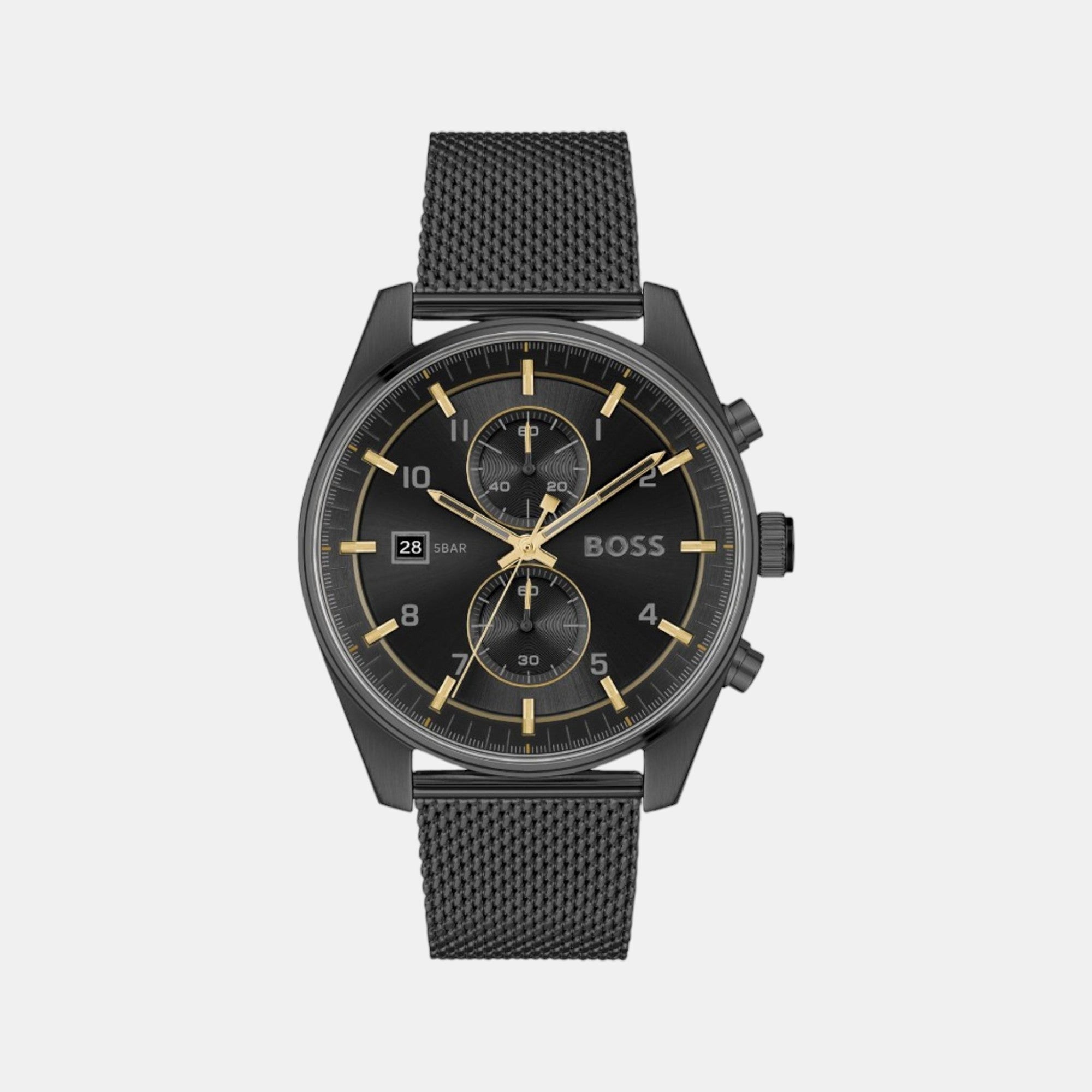 Boss Skytraveller Men Quartz Black Dial Chronograph Stainless Steel Watch 1514150