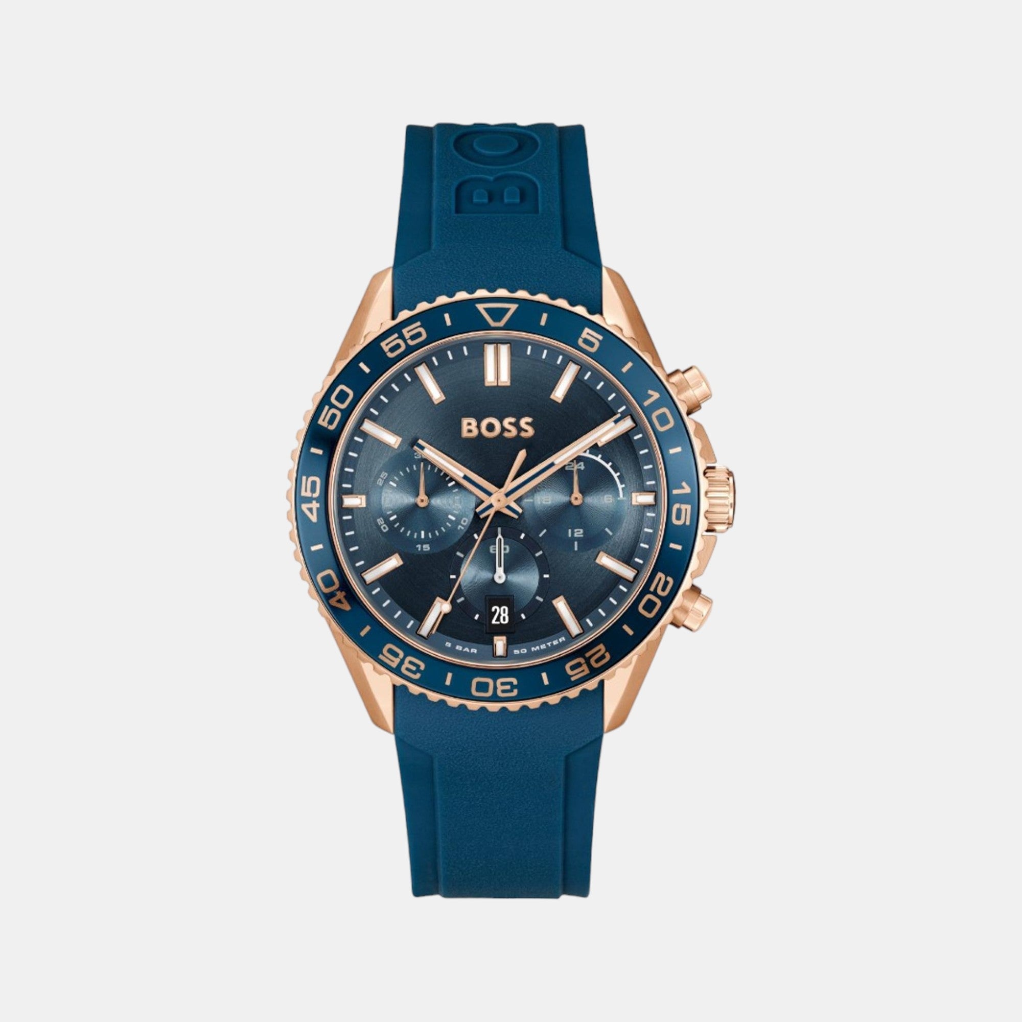 Boss Runner Men Quartz Blue Dial Chronograph Silicone Watch 1514169