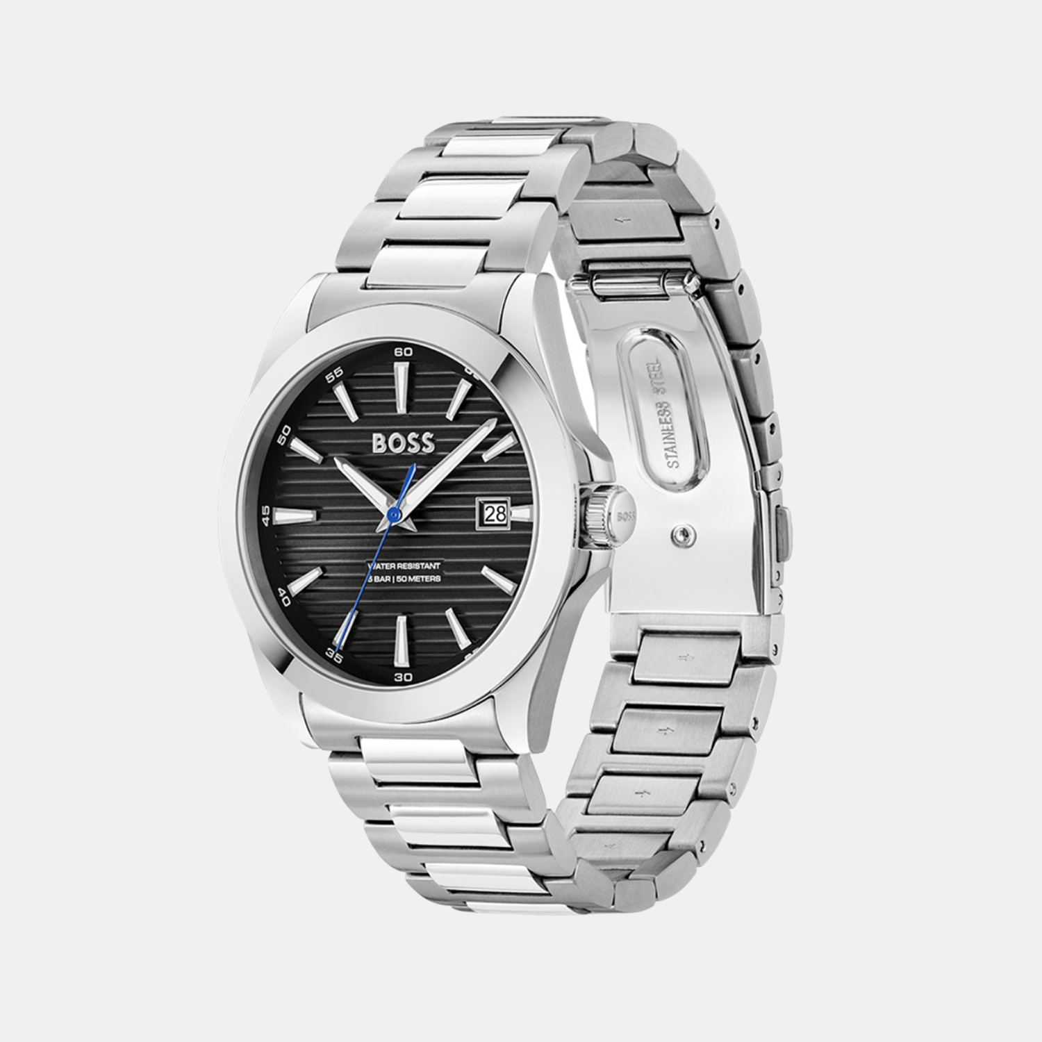 Boss Strike Men Quartz Black Dial Analog Stainless Steel Watch 1514170